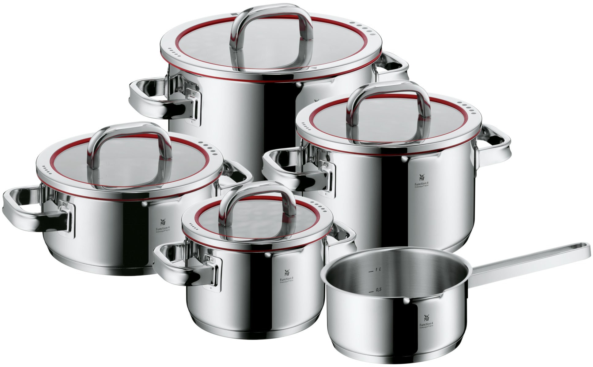 WMF Topf-Set "Function 4, Glasdeckel mit 4 Abgießfunktionen, poliert, unbes günstig online kaufen