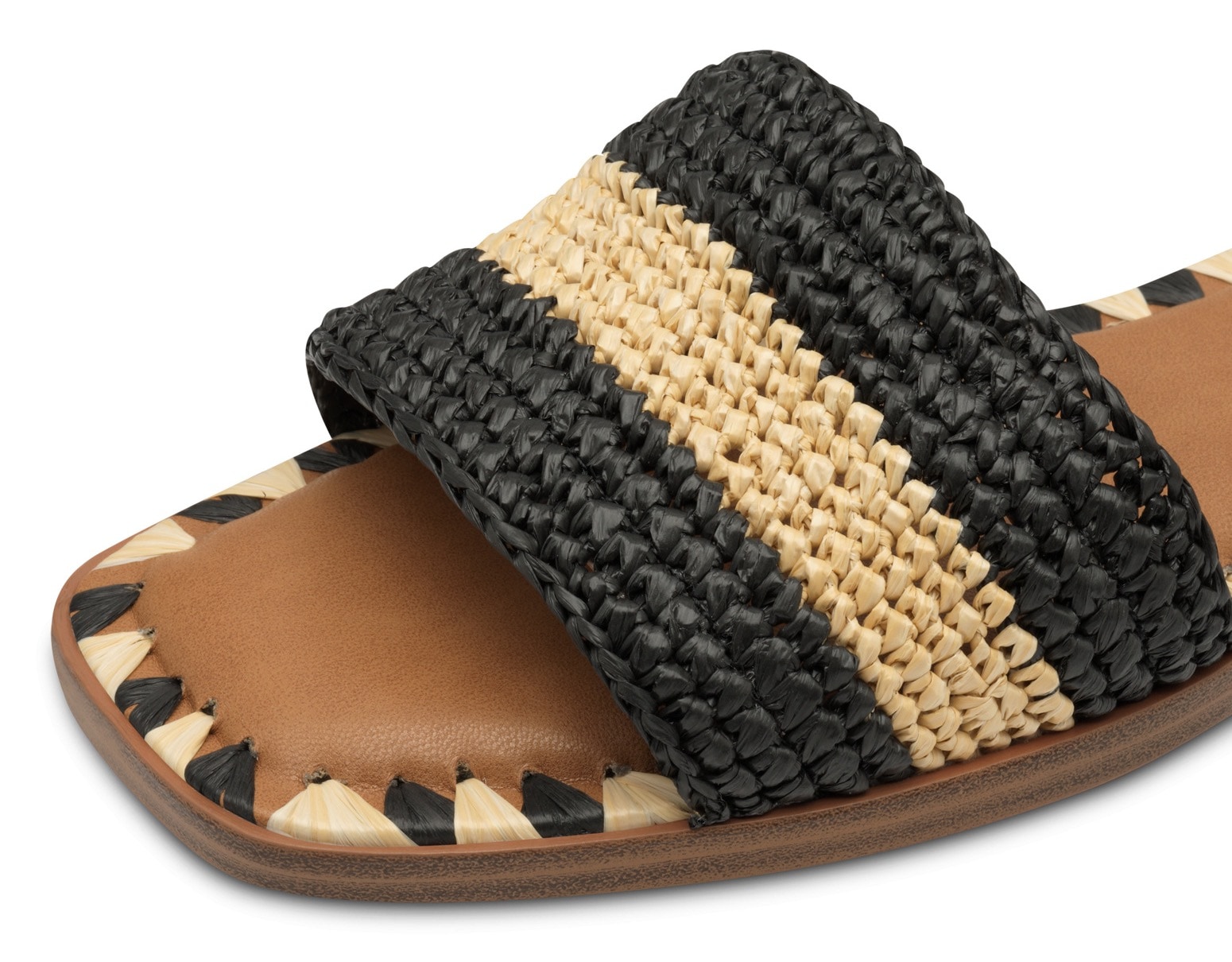 Tamaris Pantolette, Blockabsatz, Sommerschuh, Strandschuh, zweifarbige Bast-Umrandung