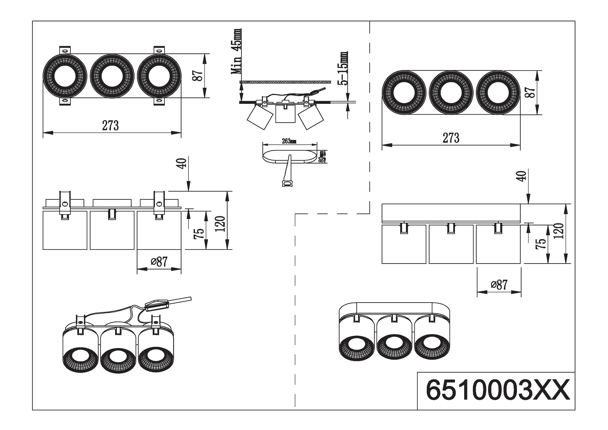 TRIO Leuchten Deckenleuchte »GUAYANA, Deckenspot 3-flammig exkl 3x GU10 max 10W Spot verstellbar« GU10 1 Stk. warmweiß - kaltweiß als Aufbauspot oder Einbauspot nutzbar Spot schwenkbar und drehbar