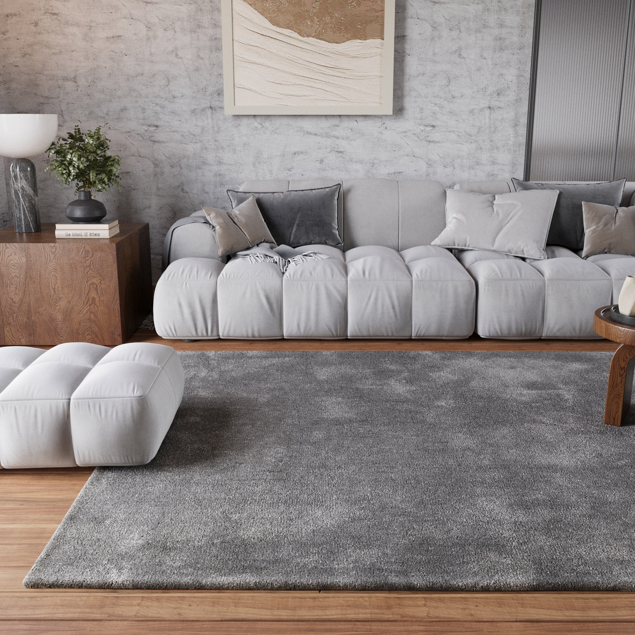 Homie Living Teppich »Pisa«, rund, 25 mm Höhe, Hochflor, Microfaser, uni, weich, Shaggy, Wohnzimmer, Schlafzimmer