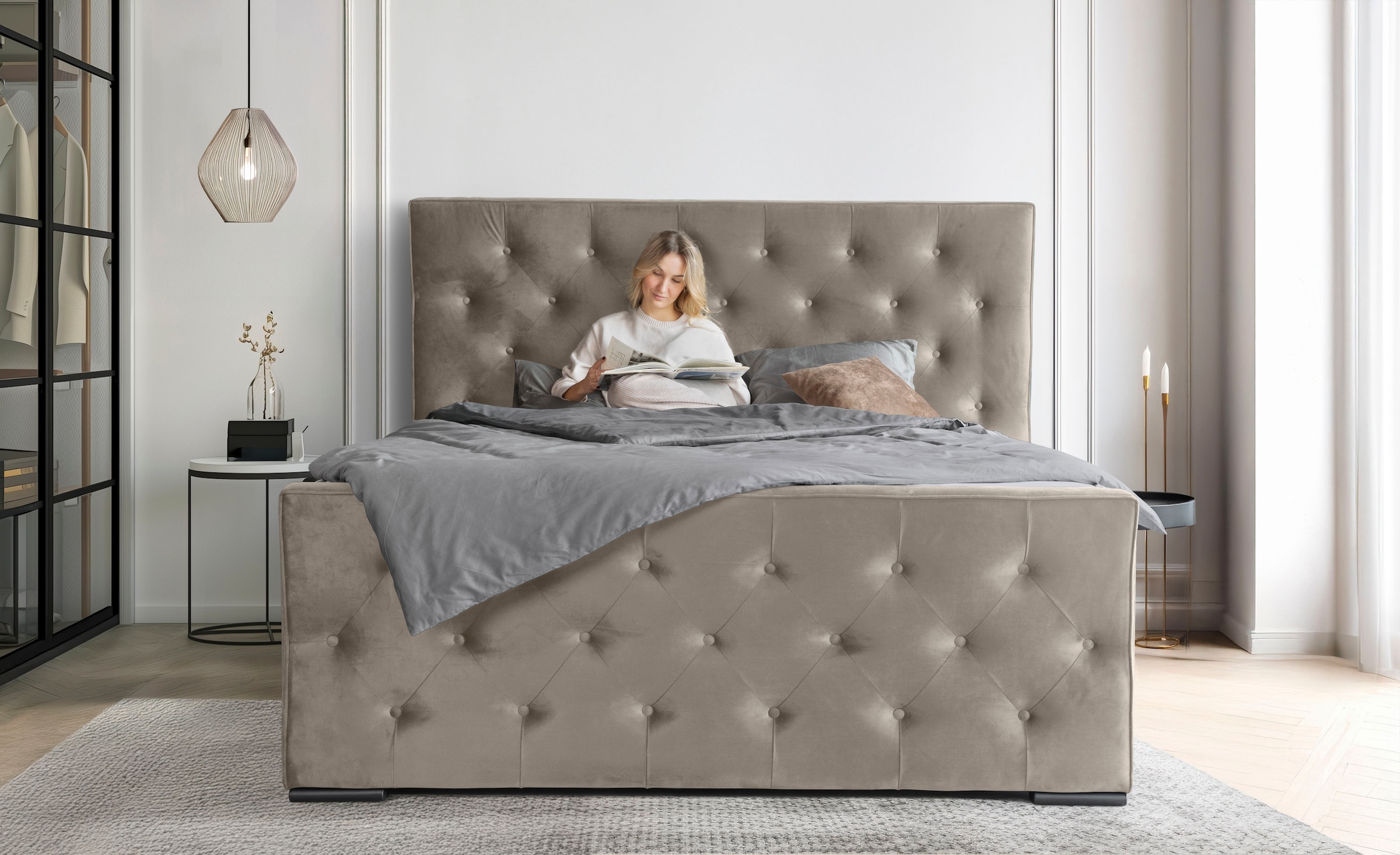 COLLECTION AB Boxspringbett »Florence erhältlich in der Breite 180cm«, inkl. Bettkasten und King-Matratzen (28cm) in H3