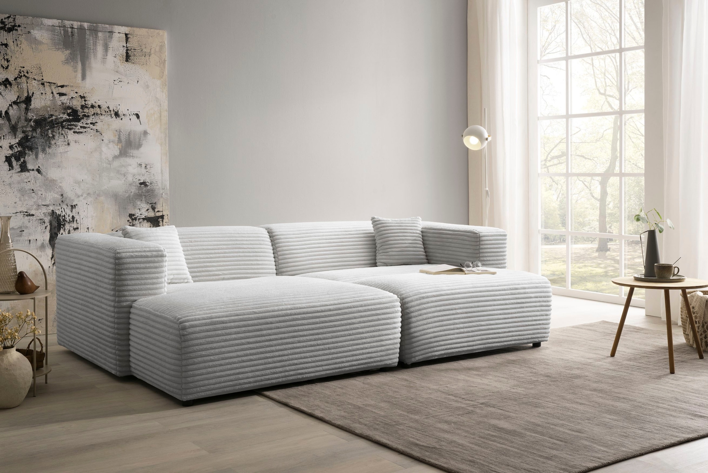 andas Polsterecke "BAKELS", Ecksofa-Set (incl. Hocker) im trendigen Megacord