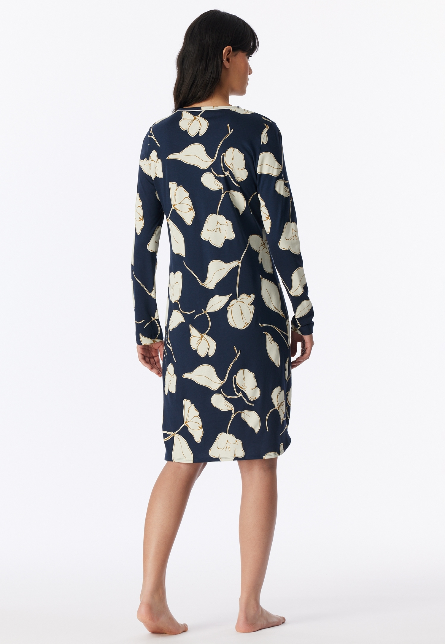 Schiesser Nachthemd »Comfort Nightwear« florales Muster, langärmelig, Single-Jersey, Rundhalsausschnitt