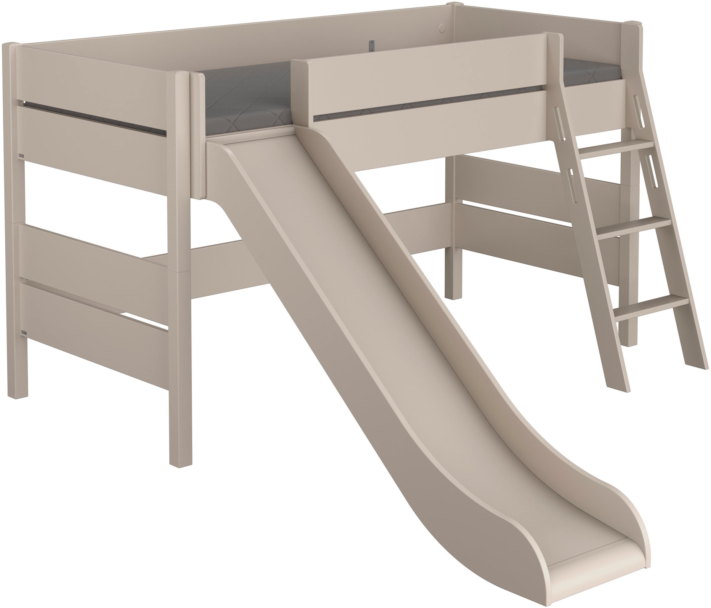 PAIDI Spielbett "TIAGO in verschiedenen Größen und Farben, mit Leiter und Rutsche" Höhe 120 cm, 120kg Tragkraft, 5 Jahre Garantie, Rausfallschutz, geprüfte Sicherheit, umbaubares Bett mit Massivholz