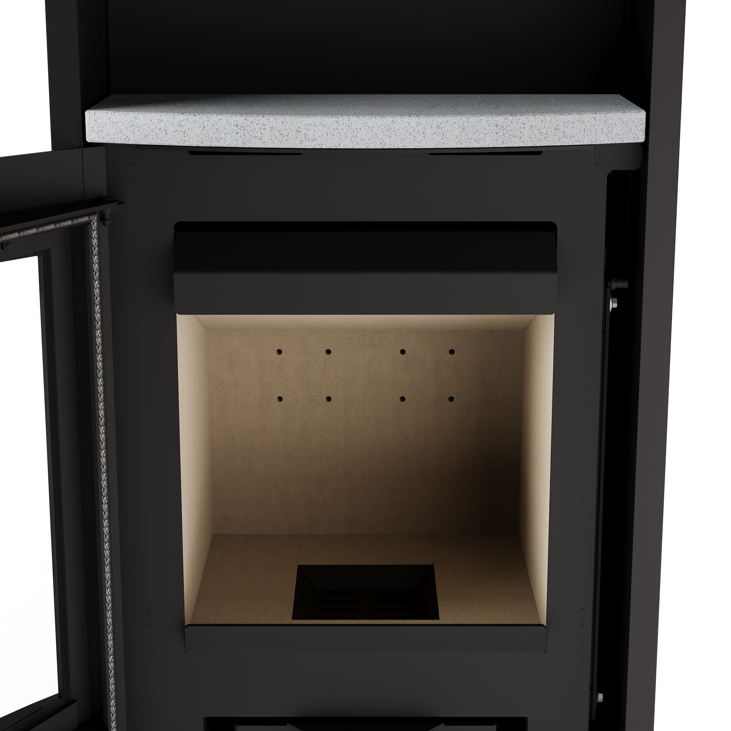 JUSTUS Kaminofen »Lara Speckstein« Aufstellort in deinem Zuhause, externe Verbrennungsluft