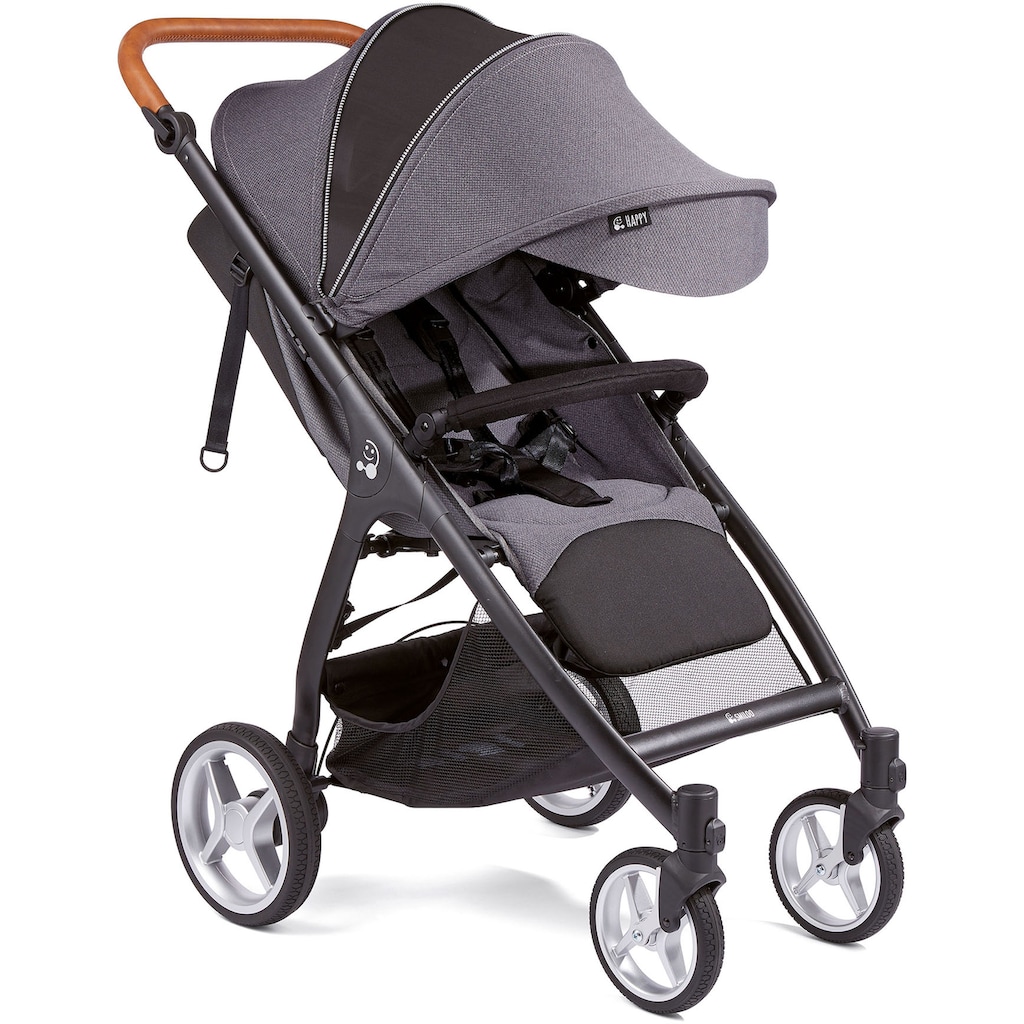 Gesslein Kinder-Buggy »Smiloo Happy +, schwarz/cognac, stahlgrau«, mit Einhand-Faltmechanismus; Kinderwagen