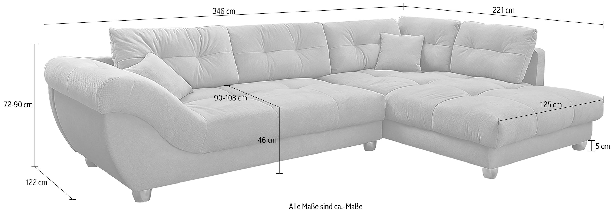 Jockenhöfer Gruppe Ecksofa »Siena L-Form«, große Sitz- und Liegefläche, Ottomane links oder rechts montierbar