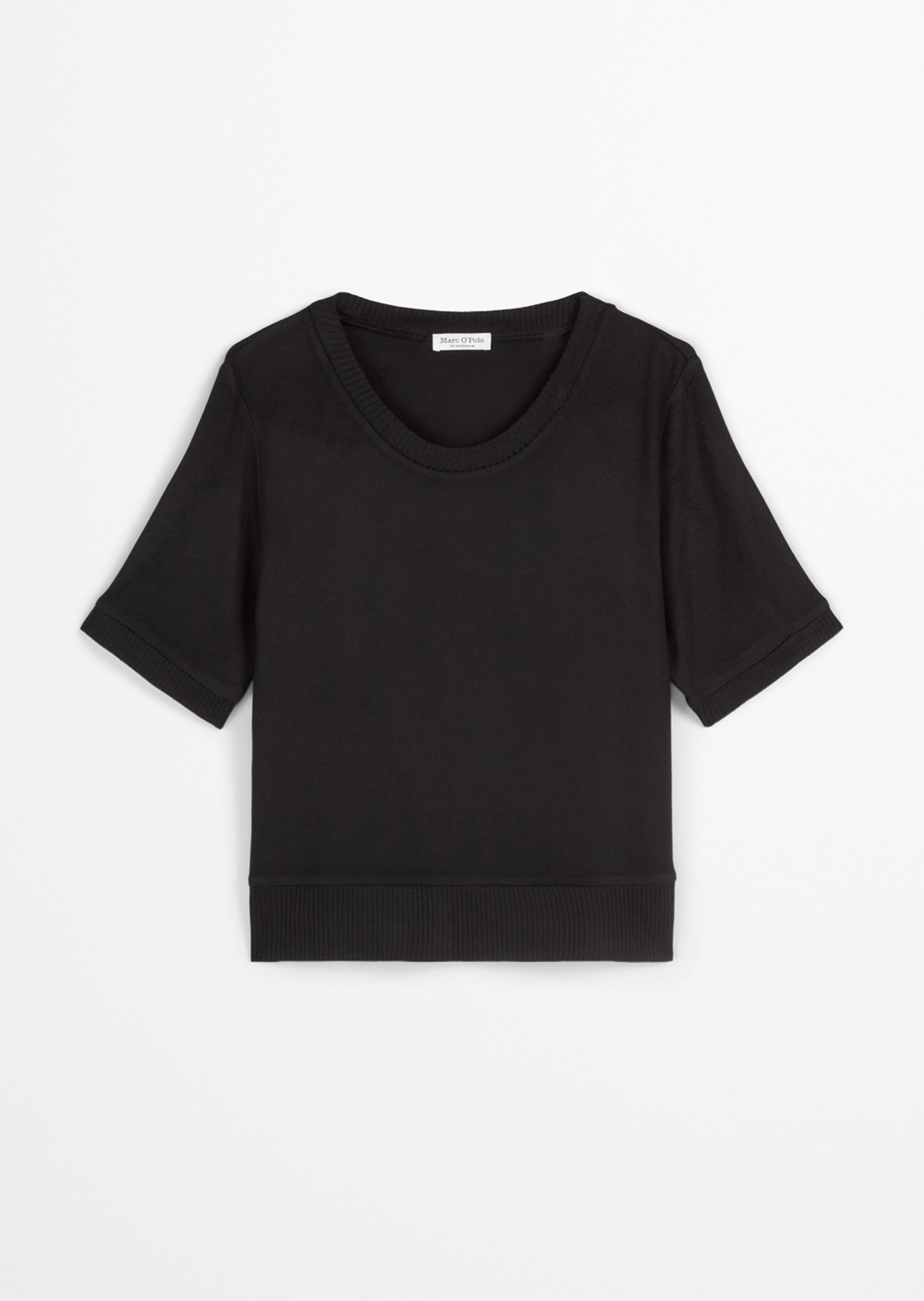 Marc O'Polo Kurzarmshirt, gerippte Abschlüsse, Rundhals, Halbarm, weich, Modalmix, leicht