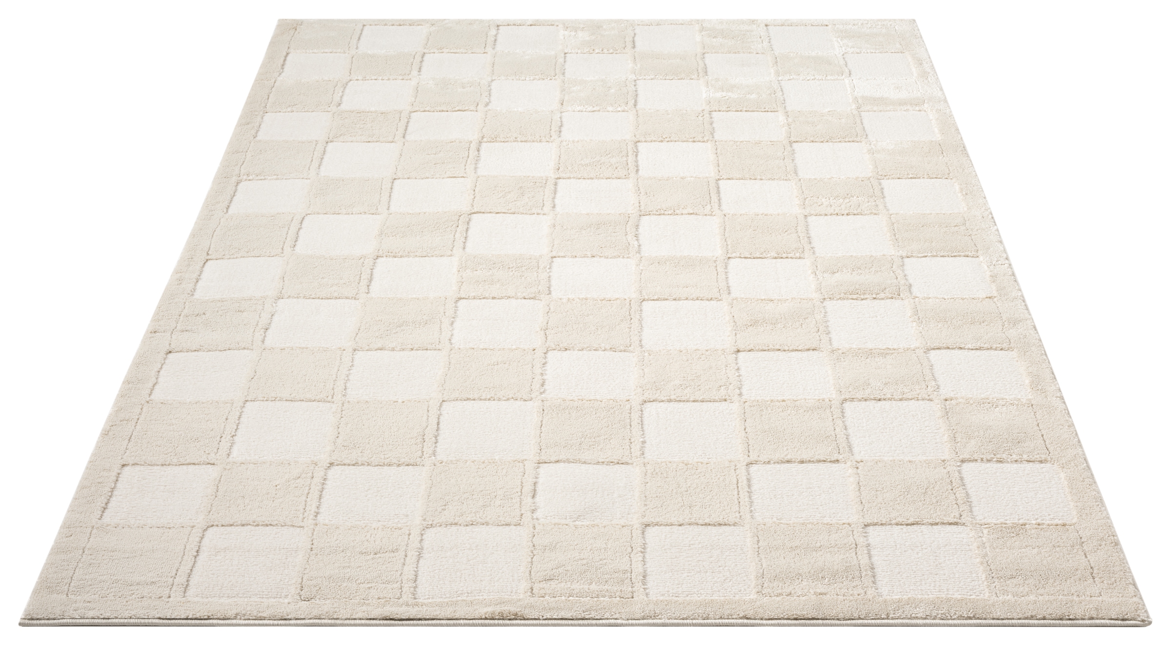 OTTO home Teppich »Belion, Hoch-Tief-Struktur«, rechteckig, 19 mm Höhe, leichter Glanz, Schachbrettmuster, Modern, Wohnzimmer, Schlafzimmer