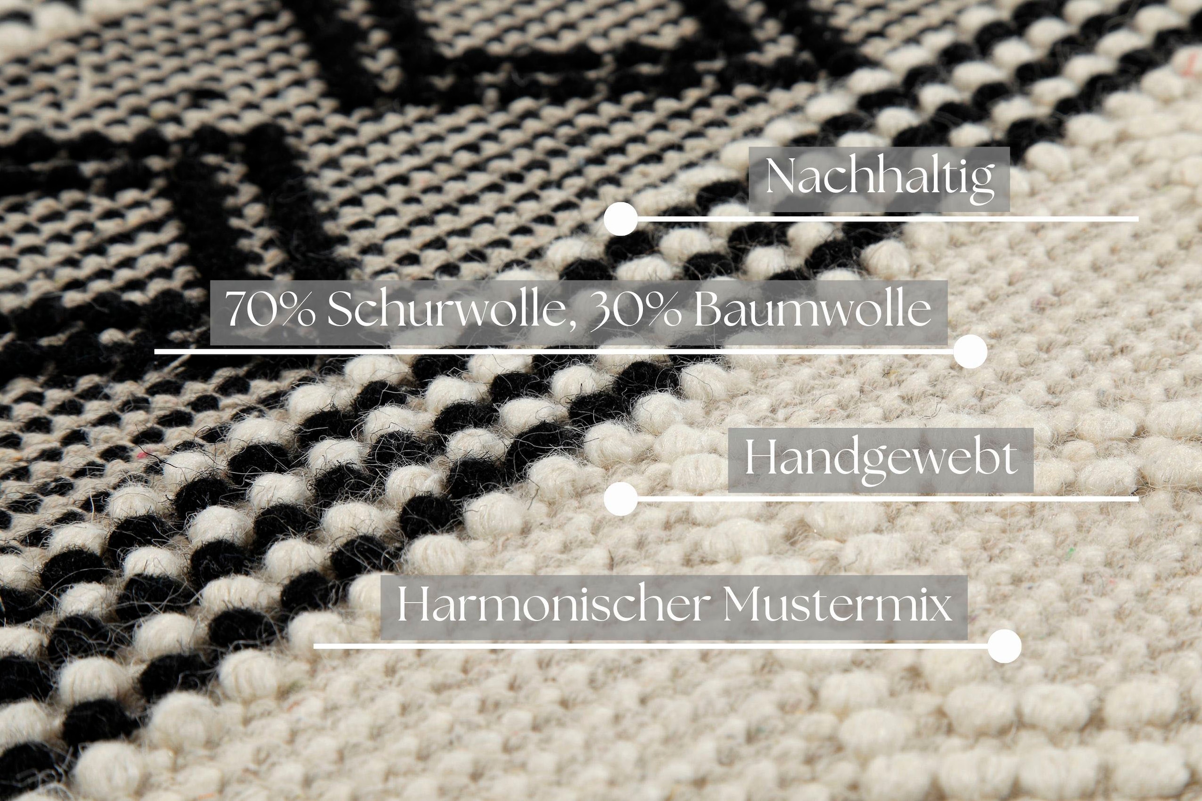 my home Teppich »Jorvik«, rechteckig, 8 mm Höhe, Kurzflor, Wolle, handgewebt, mit Fransen, Schlafzimmer