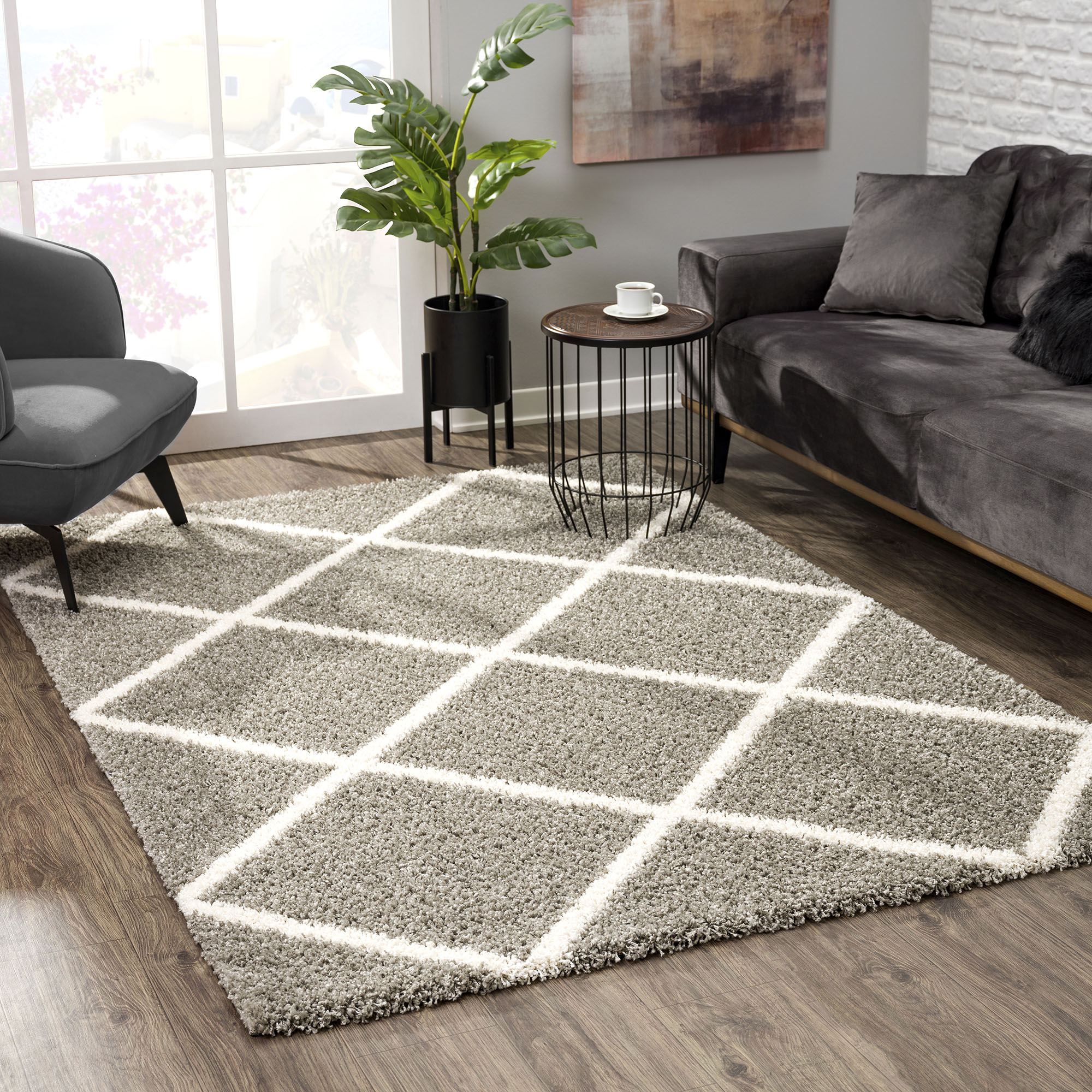 Sanat Hochflor-Teppich "Madrid 1, auch in Rund erhältlich" rechteckig 30 mm Höhe Wohnzimmer, Langflor, Shaggy Teppich