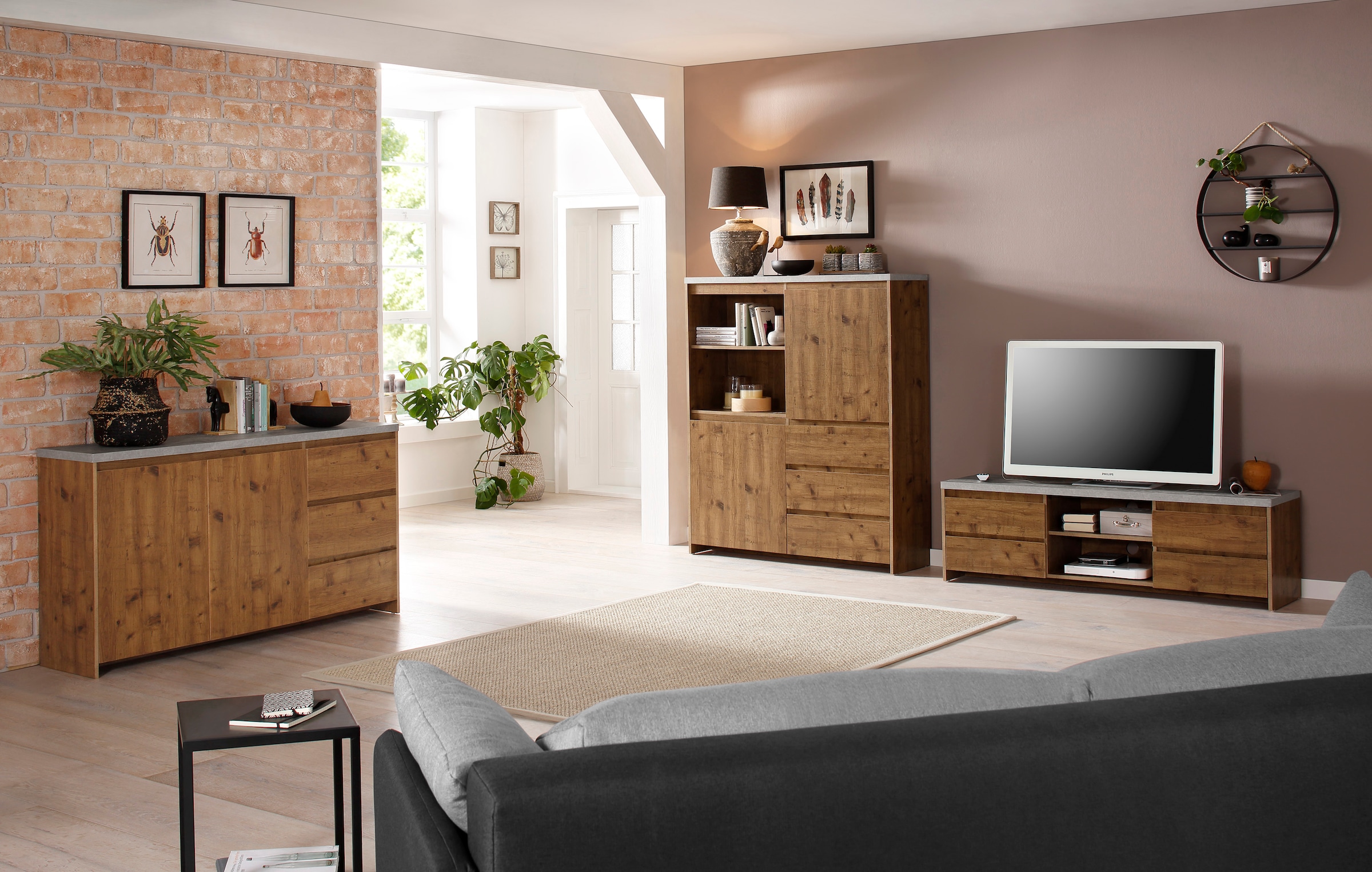 Home affaire Sideboard »Maribo«, Kommode im modernen Landhaus-Stil, mit Betontopplatte, Breite 150 cm