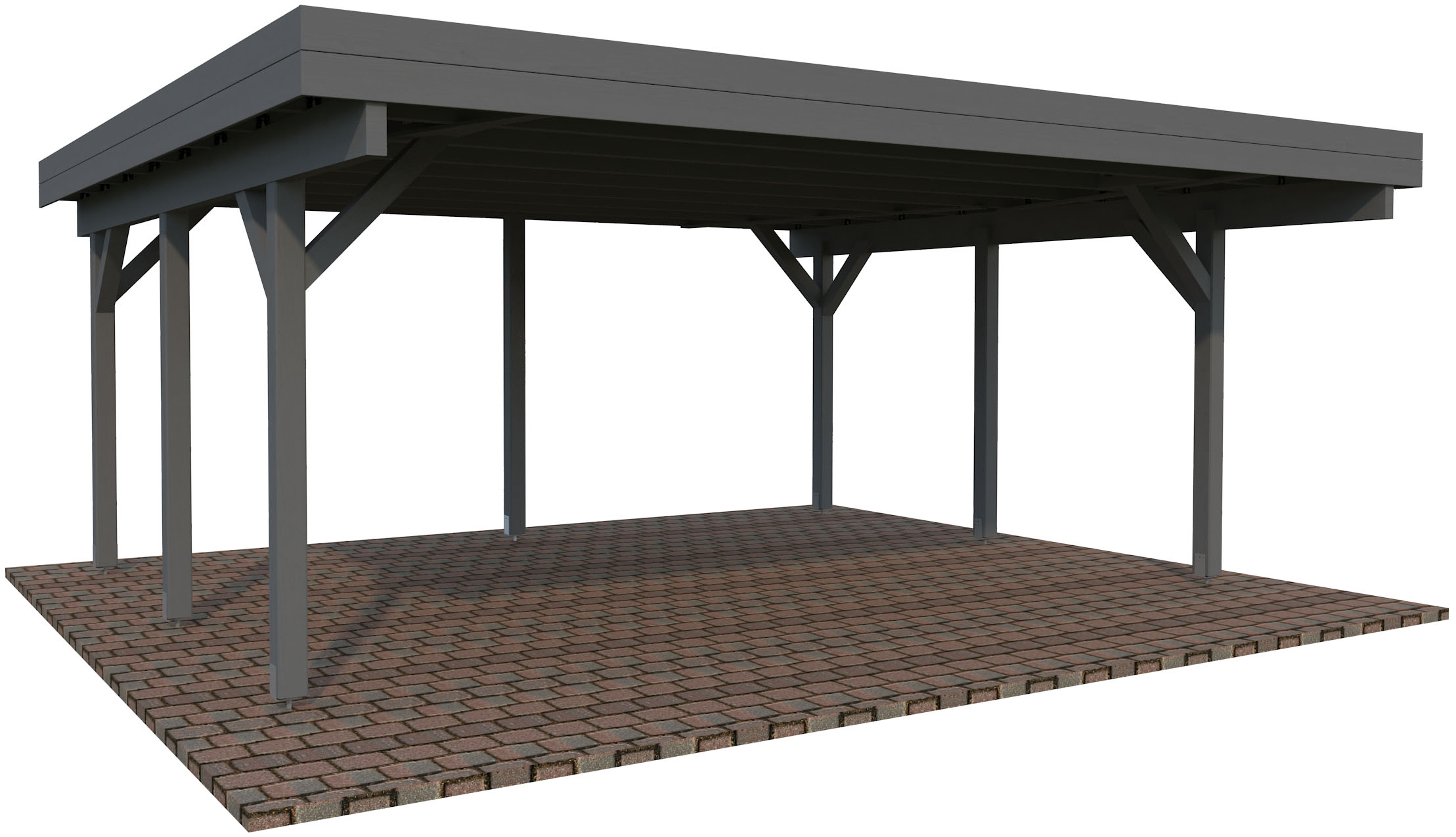 Palmako Doppelcarport "Karl" Massivholz 531 cm dunkelgrau/dunkelgrau