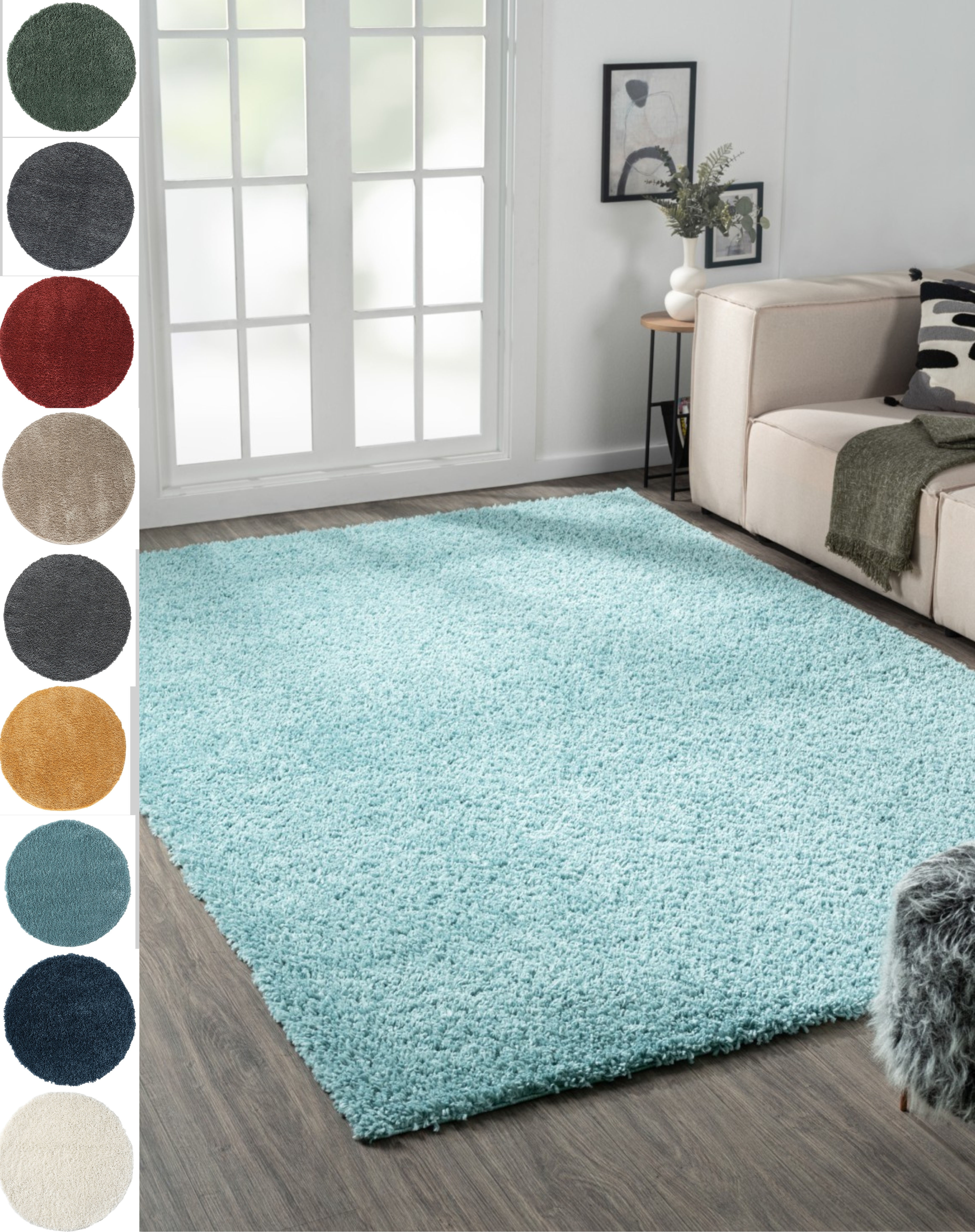 Myflair Möbel & Accessoires Hochflor-Teppich "My Shaggy" rechteckig 37 mm Höhe Shaggy, Uni-Farben, leicht glänzend, Microfaser, extra flauschig