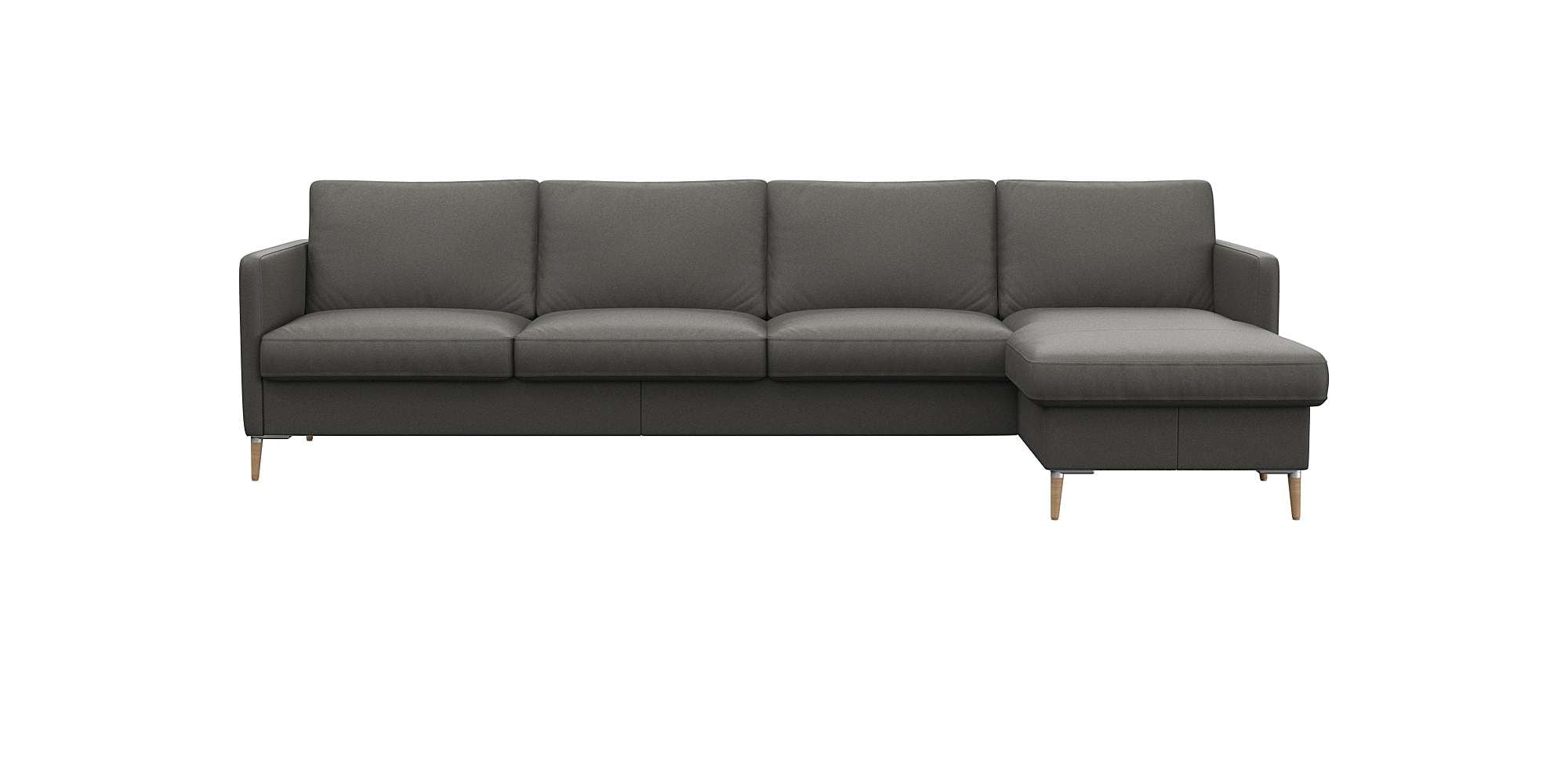 FLEXLUX Ecksofa "Fiore, L-Form, bequem und komfortabel durch hochwertigem Sitzaufbau" schmale Armlehnen, Kaltschaum, Füße Alu+ Eiche