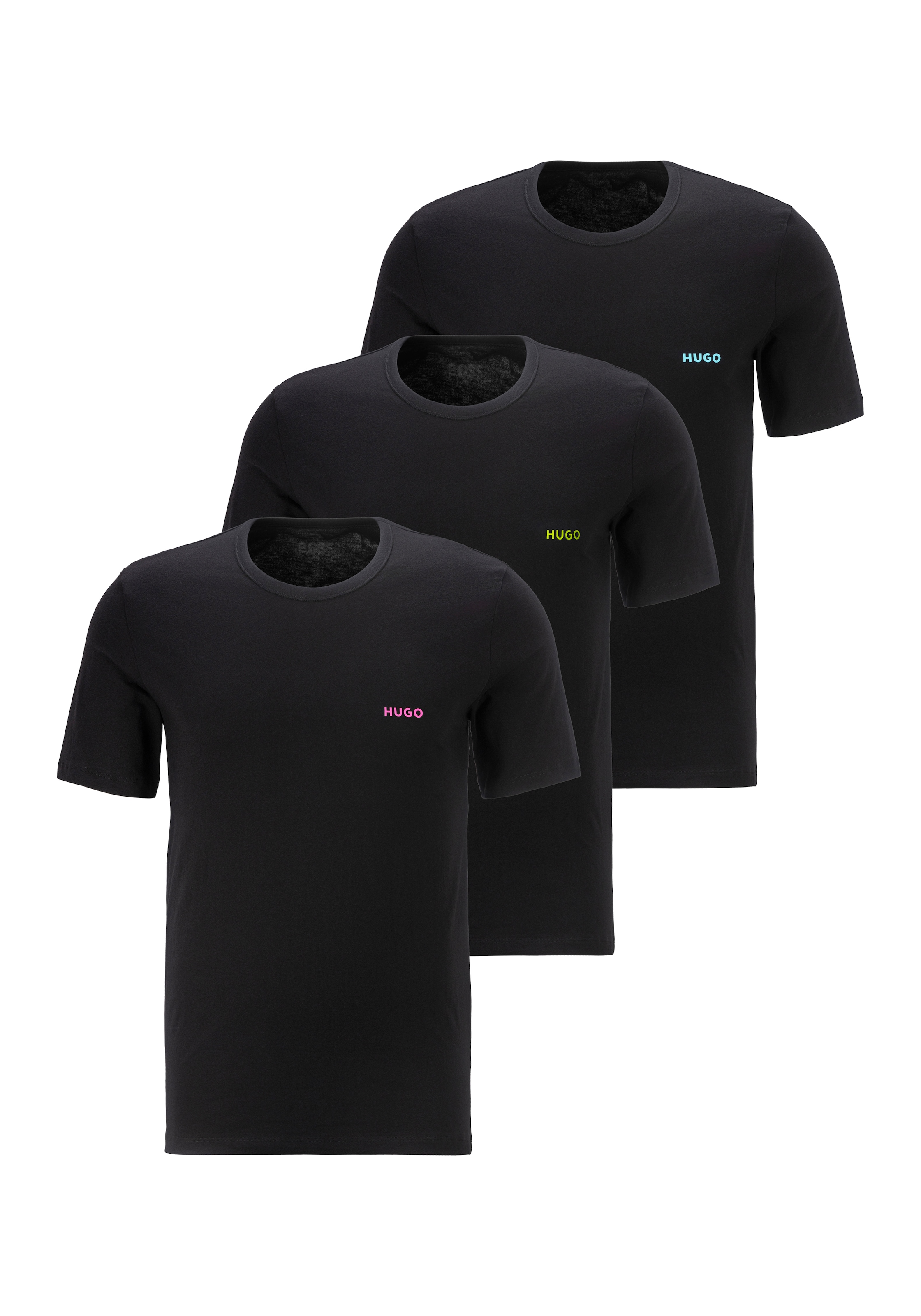HUGO T-Shirt »T-SHIRT RN TRIPLET P 10217251 01«, (Packung, 3 tlg., 3er Pack), mit HUGO Logo auf der Brust