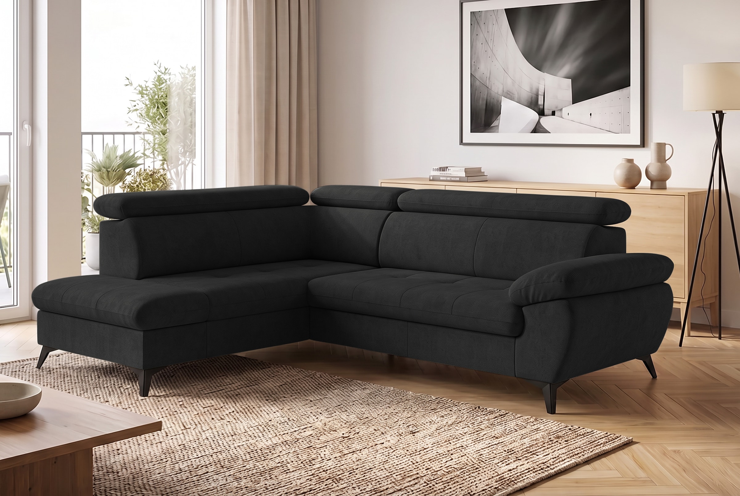 COTTA Ecksofa »Hudson L-Form, B: 256 cm« mit Kopfteilverstellung, optional Schlaffunktion & Bettkasten
