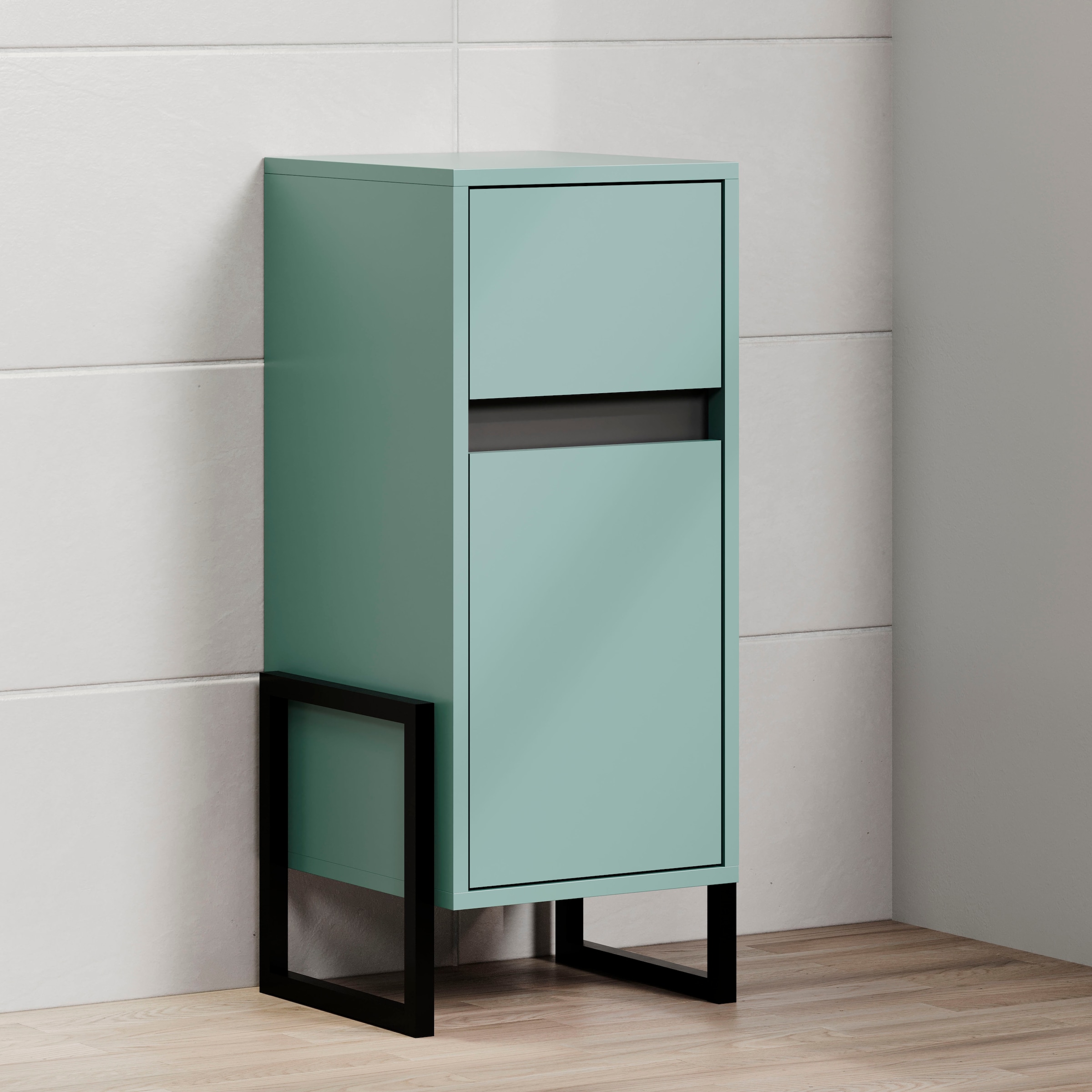 welltime Unterschrank »Malcesine«, (1 St.), Badkommode in Dunkeltürkis mit Metallgestell - (B/T/H) 36/35/80 cm