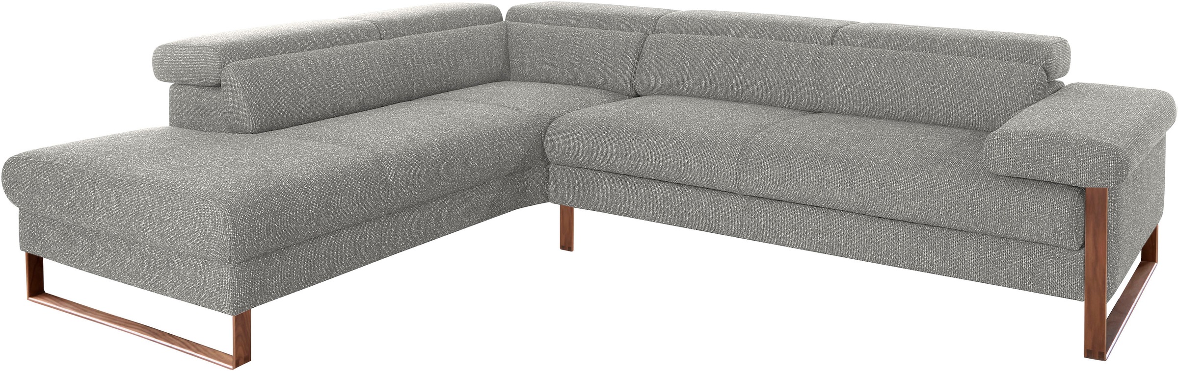 Ecksofa W.SCHILLIG "finn, Designsofa mit tollem Sitzkomfort, bequem, L-Form", grau (steel s22), B:281cm H:71cm T:230cm, Flachgewebe S22 (100% Polyester);Stoff S37 (100% Polyester);Longlife Xtra-Leder Z59: Glattleder mit modischer Prägung. Hautstärke 0, 9 