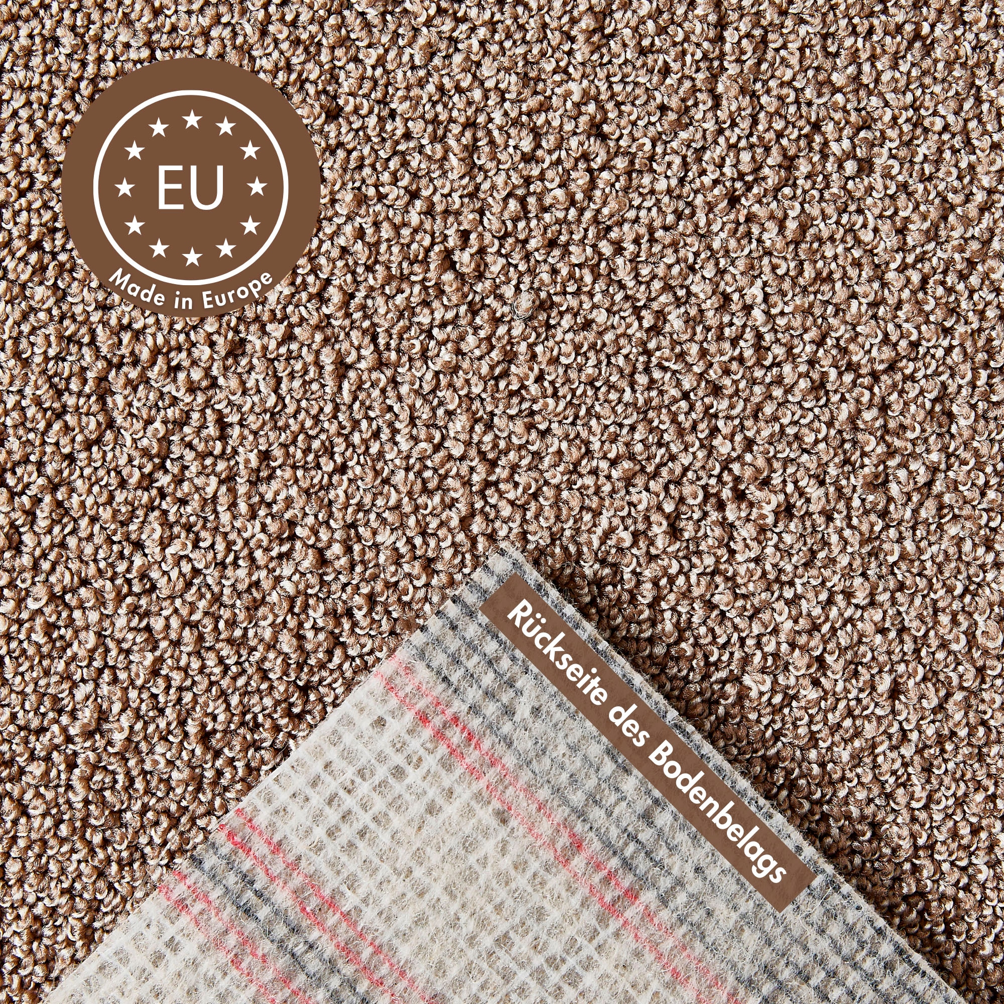 Andiamo Teppichboden »Rubinoy, Schlinge, Made in Belgium«, rechteckig, 0,8 mm Höhe, Breite 400 cm oder 500 cm, Wohnzimmer, strapazierfähig & robust