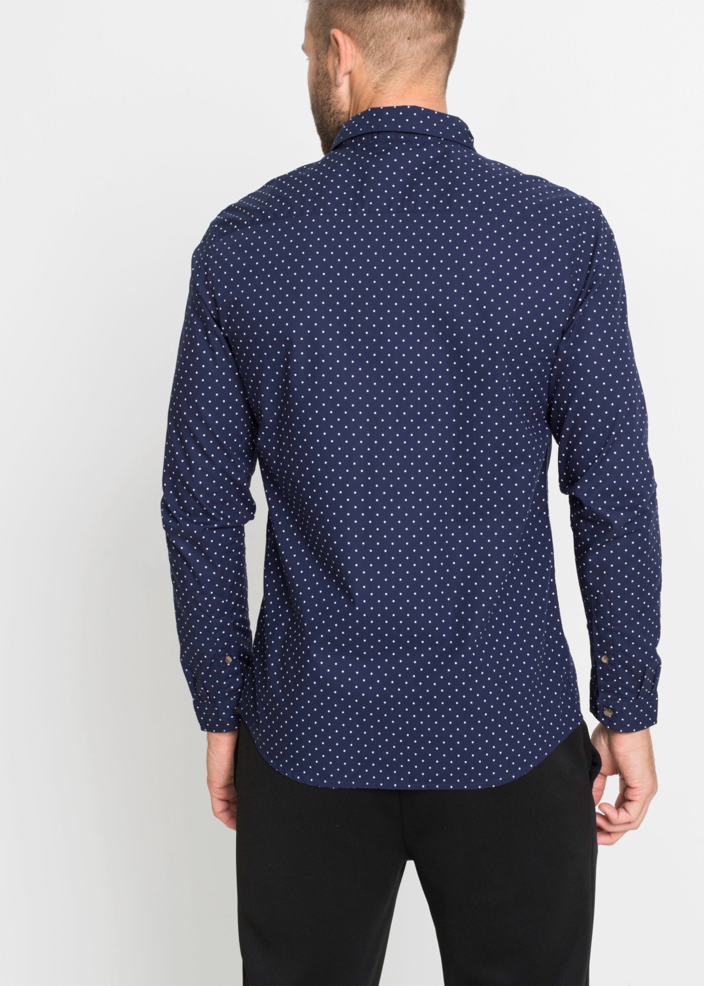 bonprix Langarmhemd aus Baumwolle, Slim Fit, mit Button-down-Kragen