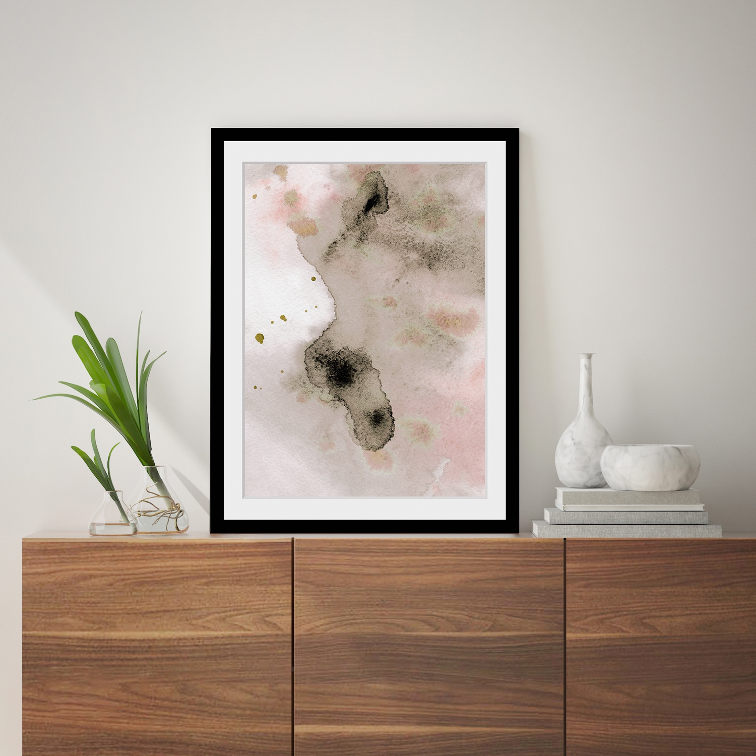 queence Bild »Sandra«, Abstrakt-Kunst-Figuren, HD Premium Poster-Druck inkl. Holzrahmen