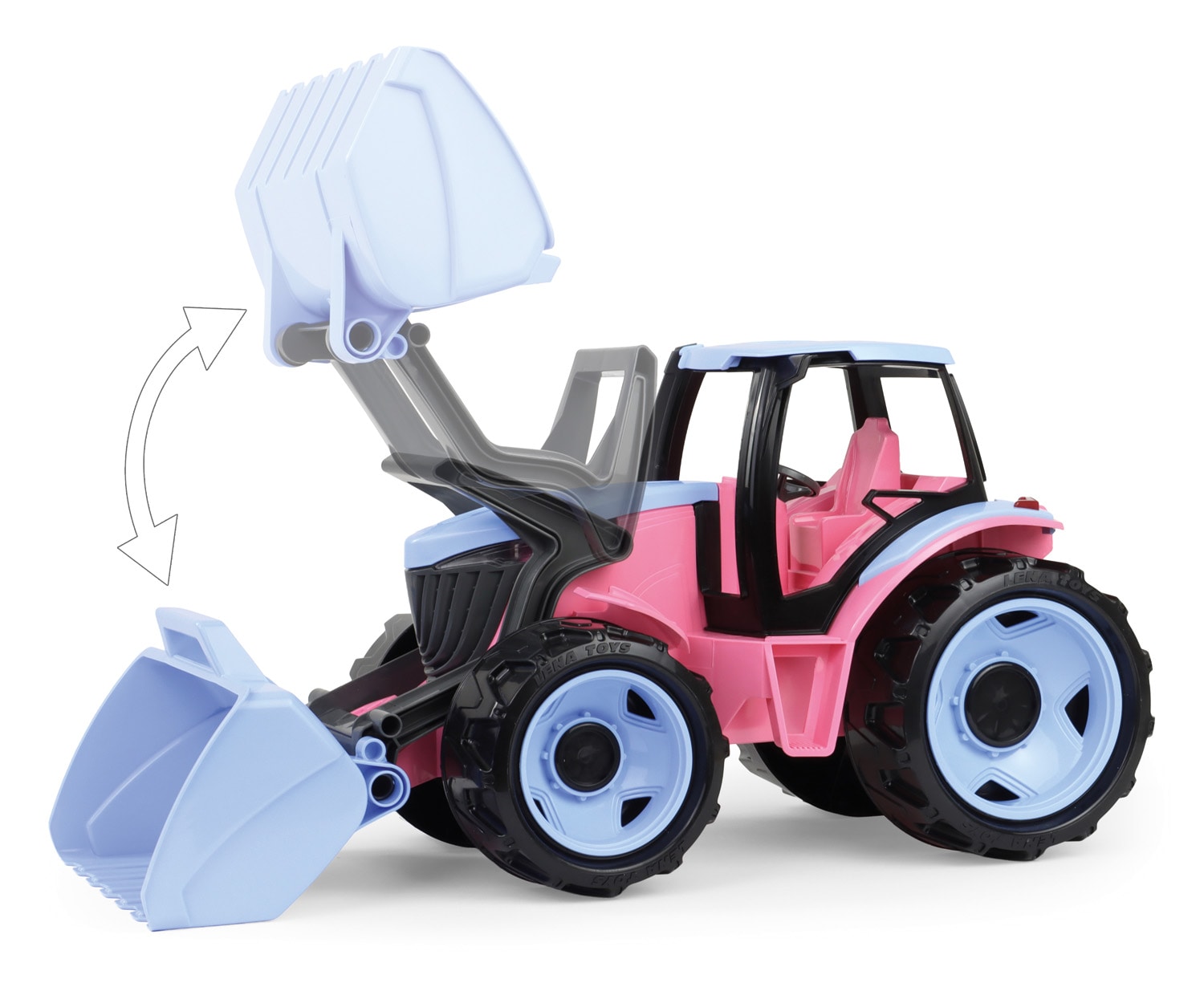 LENA Kinder Spielzeug-Traktor "Giga Trucks Traktor mit Lader, Rosa", bunt, Kunststoff, T:62cm, Spielzeugfahrzeuge, Made in Europe