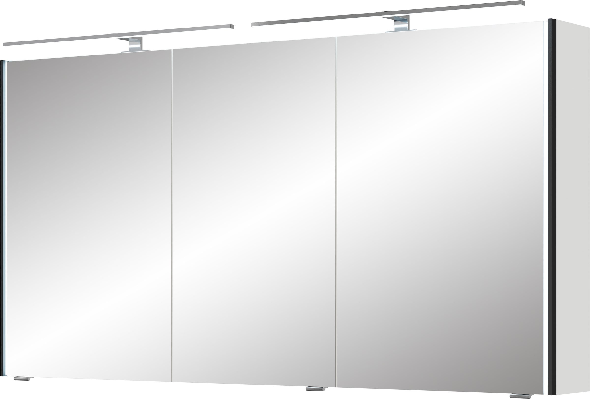 Saphir Badmöbel-Set »Badezimmer-Set 133,2 cm breit, inkl. Türdämpfer, 3 Türen, 4 Schubladen«, (Set, 2 St.), Serie 7045 2-teilig Mineralmarmor-Doppelwaschtisch, LED-Spiegelschrank