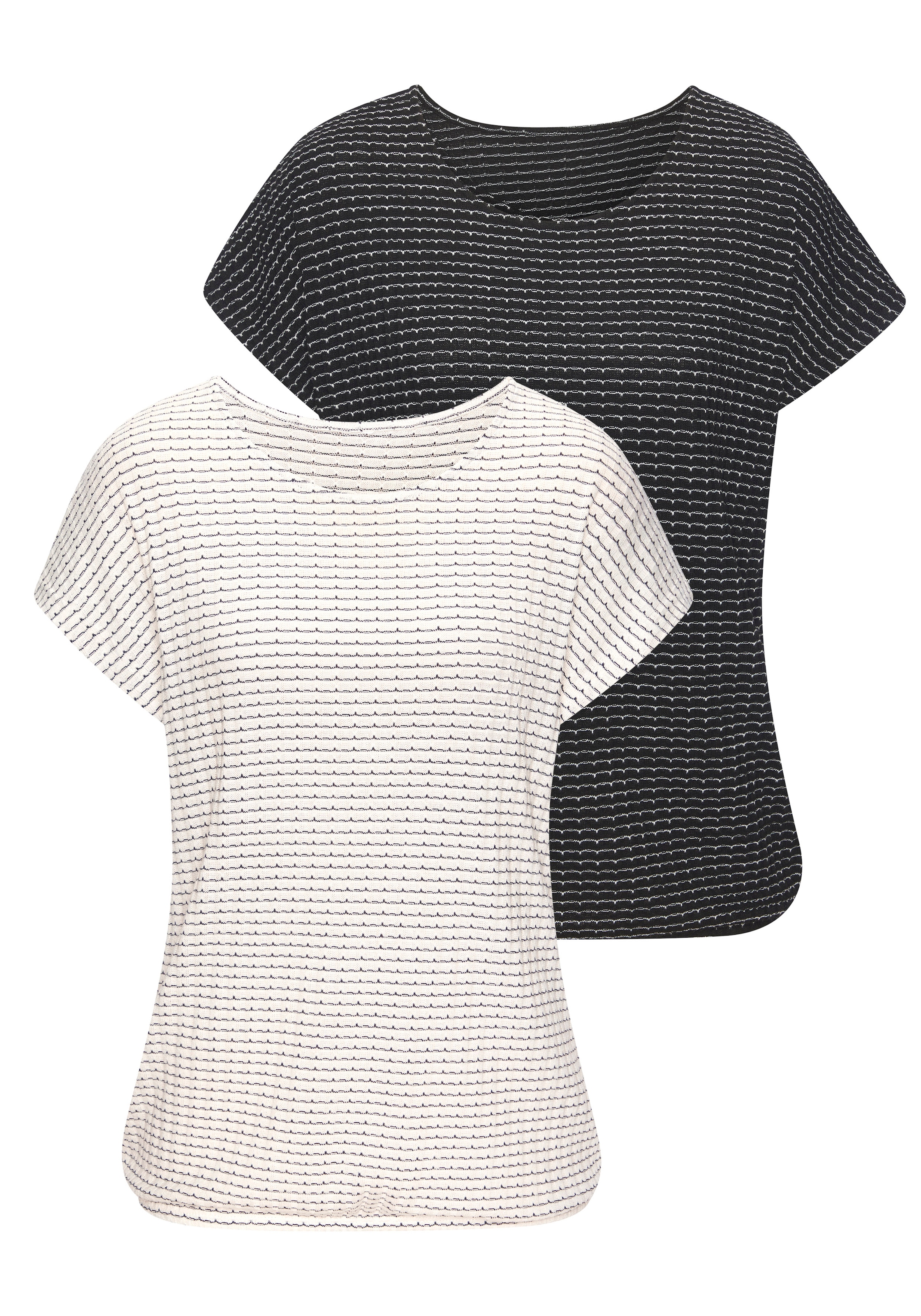 Vivance Kurzarmshirt "aus sommerlicher Strickqualität" Set, mit Gummizug im Bund
