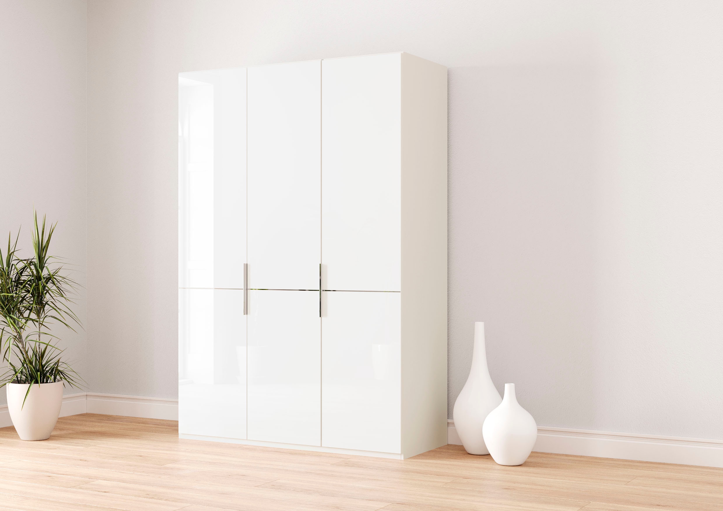 Musterring Kleiderschrank "Imola W" Einlegeböden und Kleiderstangen,mit Glastüren und Aufleistung in Chrom