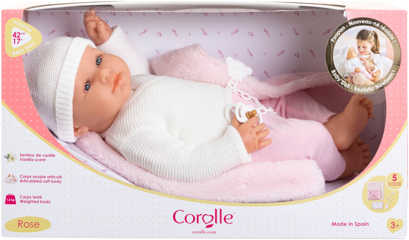 Corolle® Babypuppe »Mon Grand Poupon Rose Newborn«, mit Vanilleduft