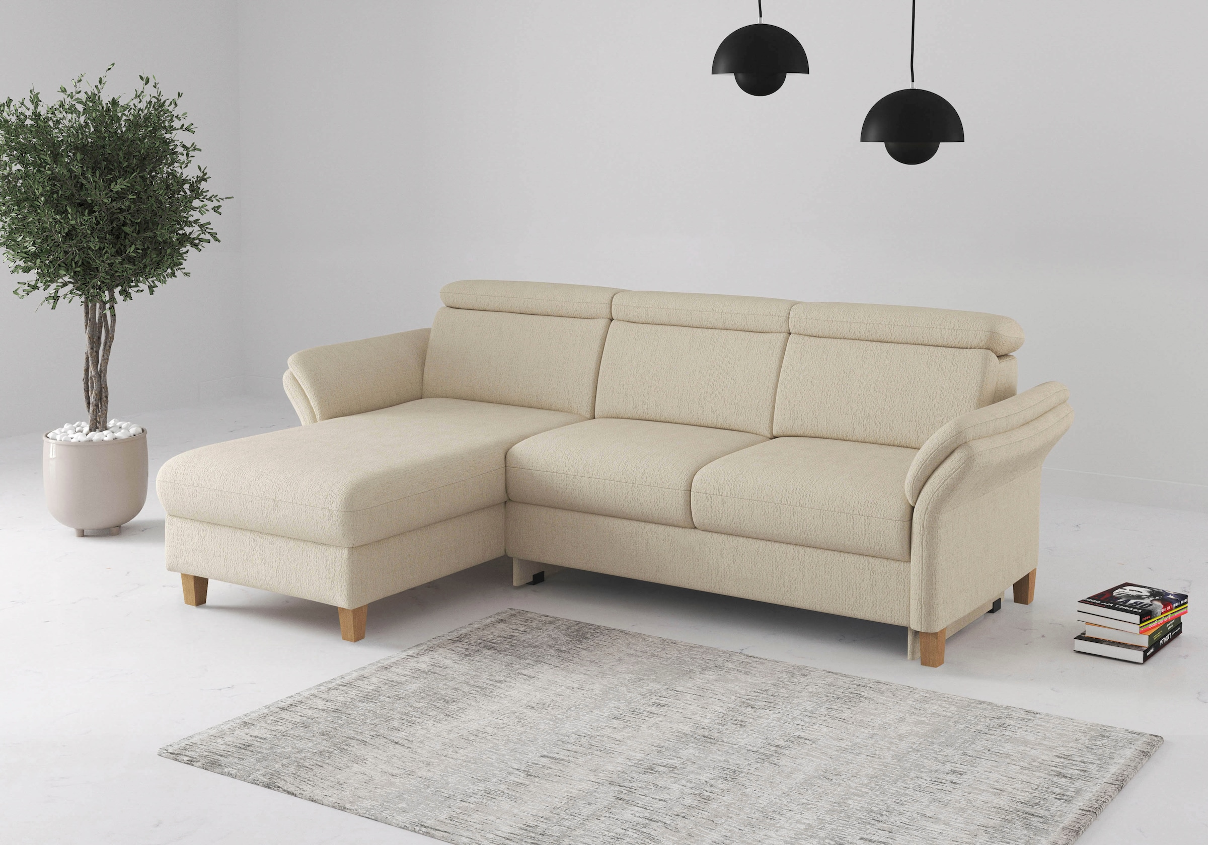 OTTO home Ecksofa "Glendale, L-Form" inkl. Kopfteilverstellung, wahlweise mit Vorziehsitz und Bettkasten