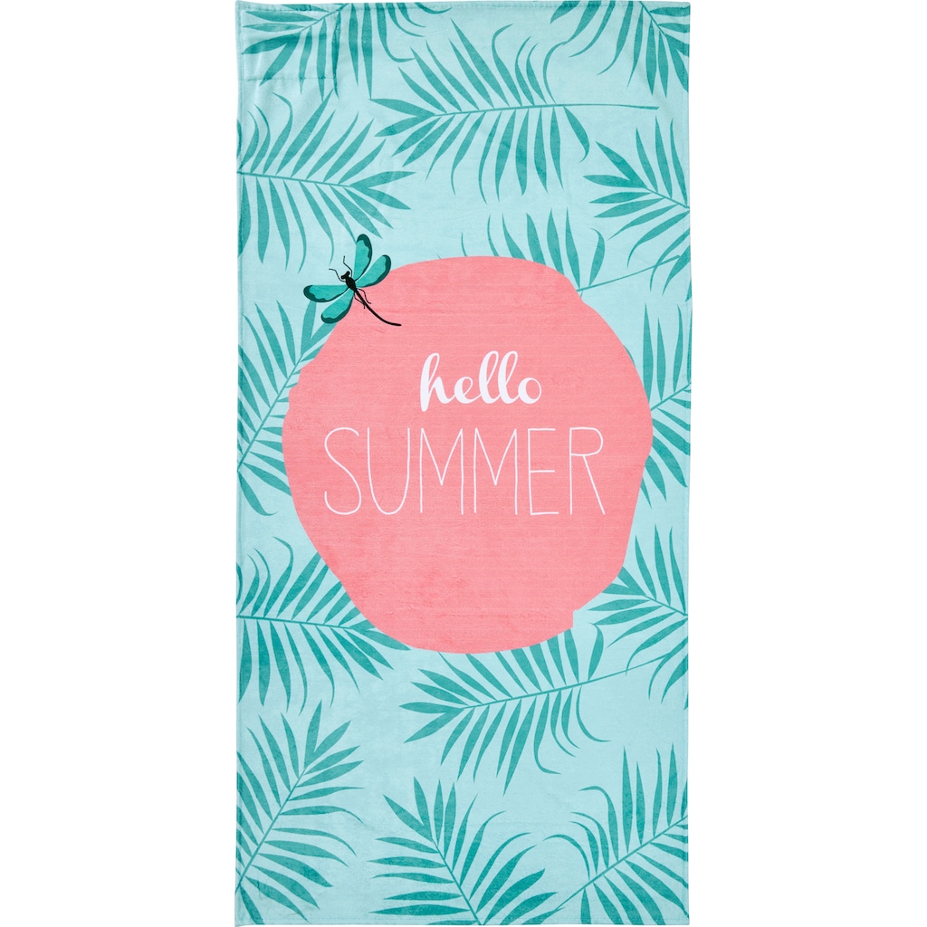 done.® Strandtuch »Hello Summer«, (1 St.), Eingenähte Reisverschluss-Tasche für Wertgegenstände