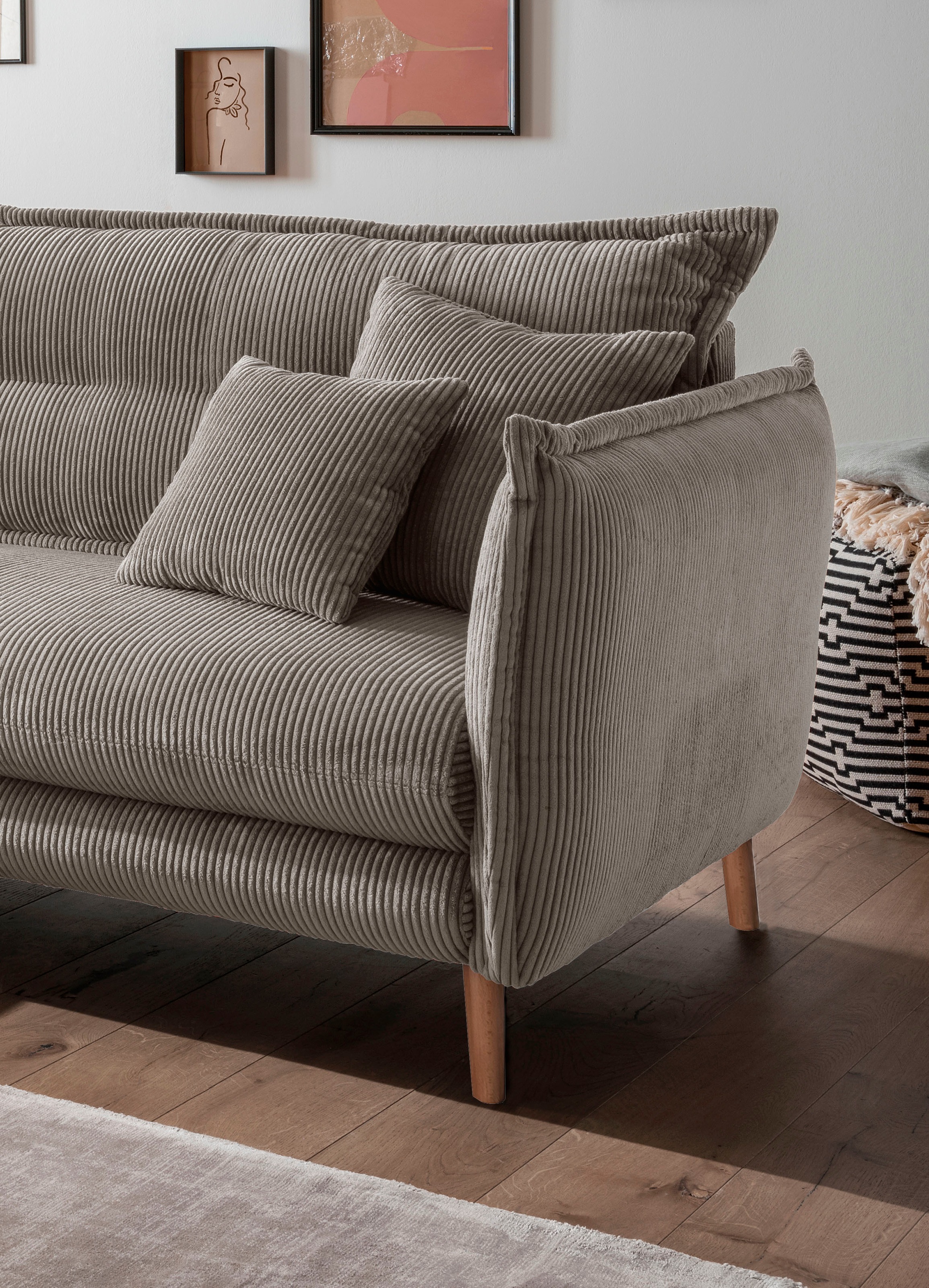 INOSIGN Ecksofa »Lazio modern und bequem, schmale Armlehnen, tolle Detailverarbeitung«, zwei verschiedene Fußfarben wählbar