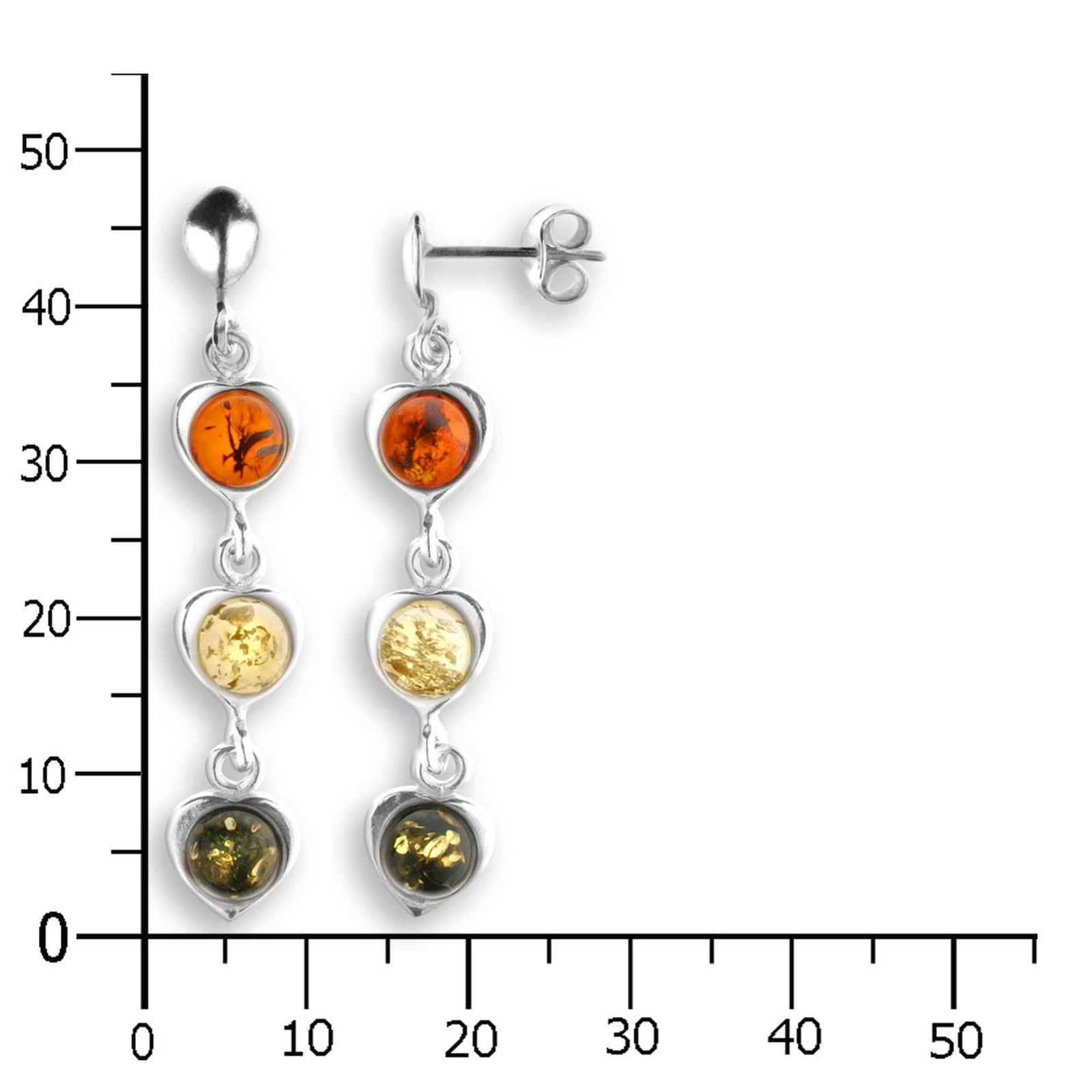 OSTSEE-SCHMUCK Paar Ohrstecker »- Herz - Silber 925/000 - Bernstein«