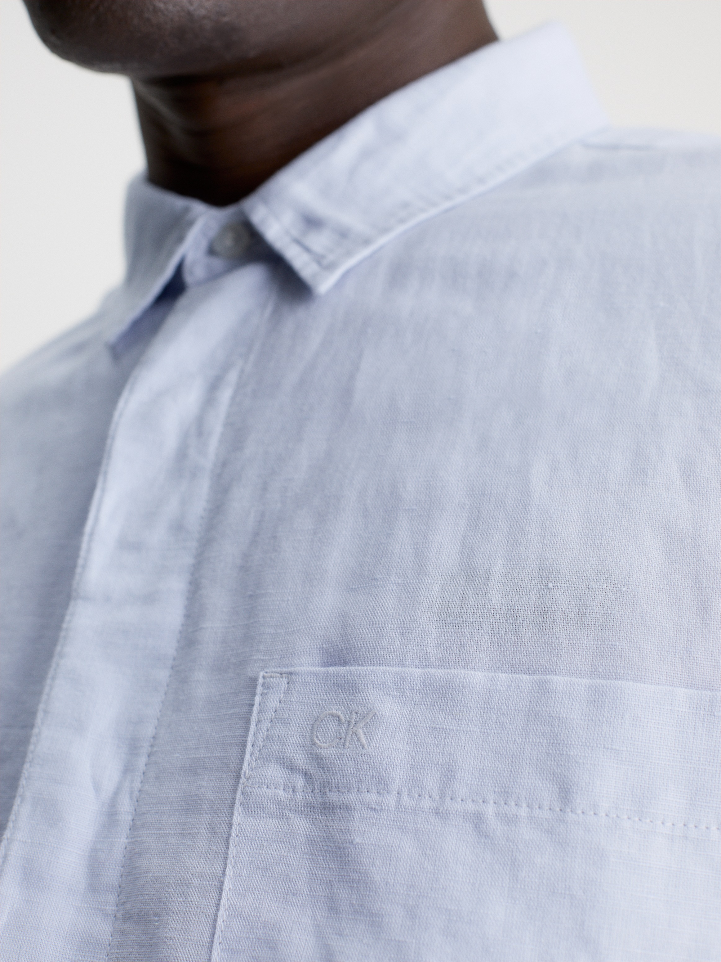 Calvin Klein Langarmhemd »COTTON LINEN CHEST POCKET«