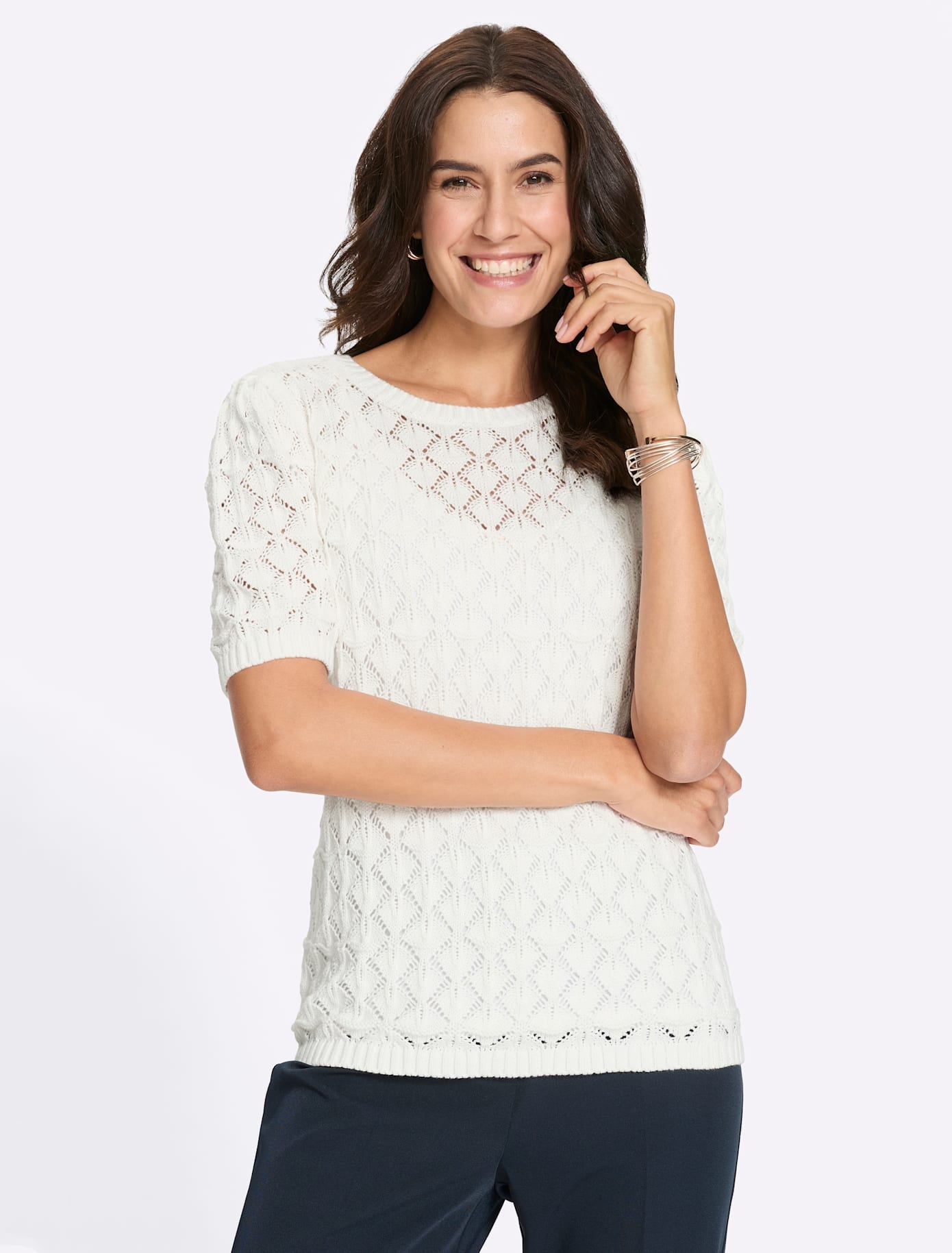 Inspirationen Ajourpullover "Baumwoll-Pullover" günstig online kaufen