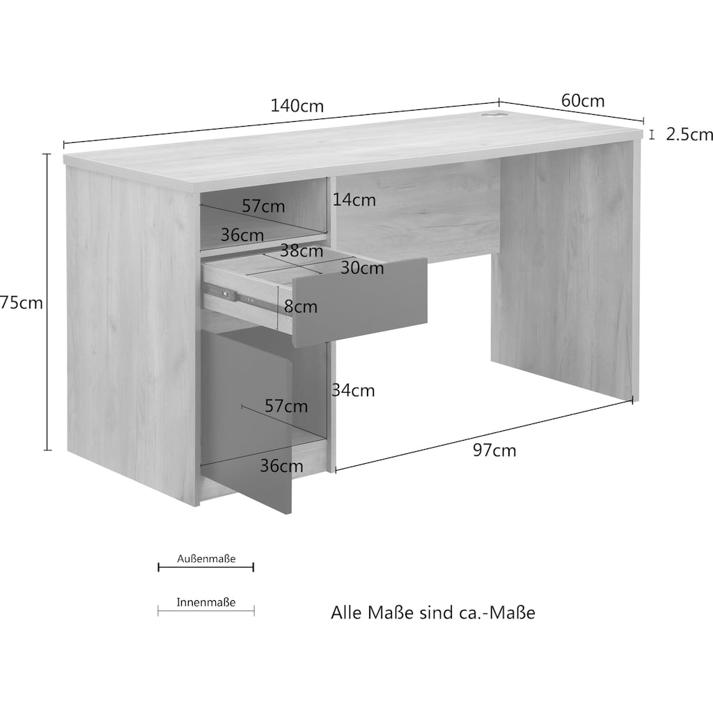 Places of Style Schreibtisch »CRACO, Computertisch, Kabeldurchlass,«