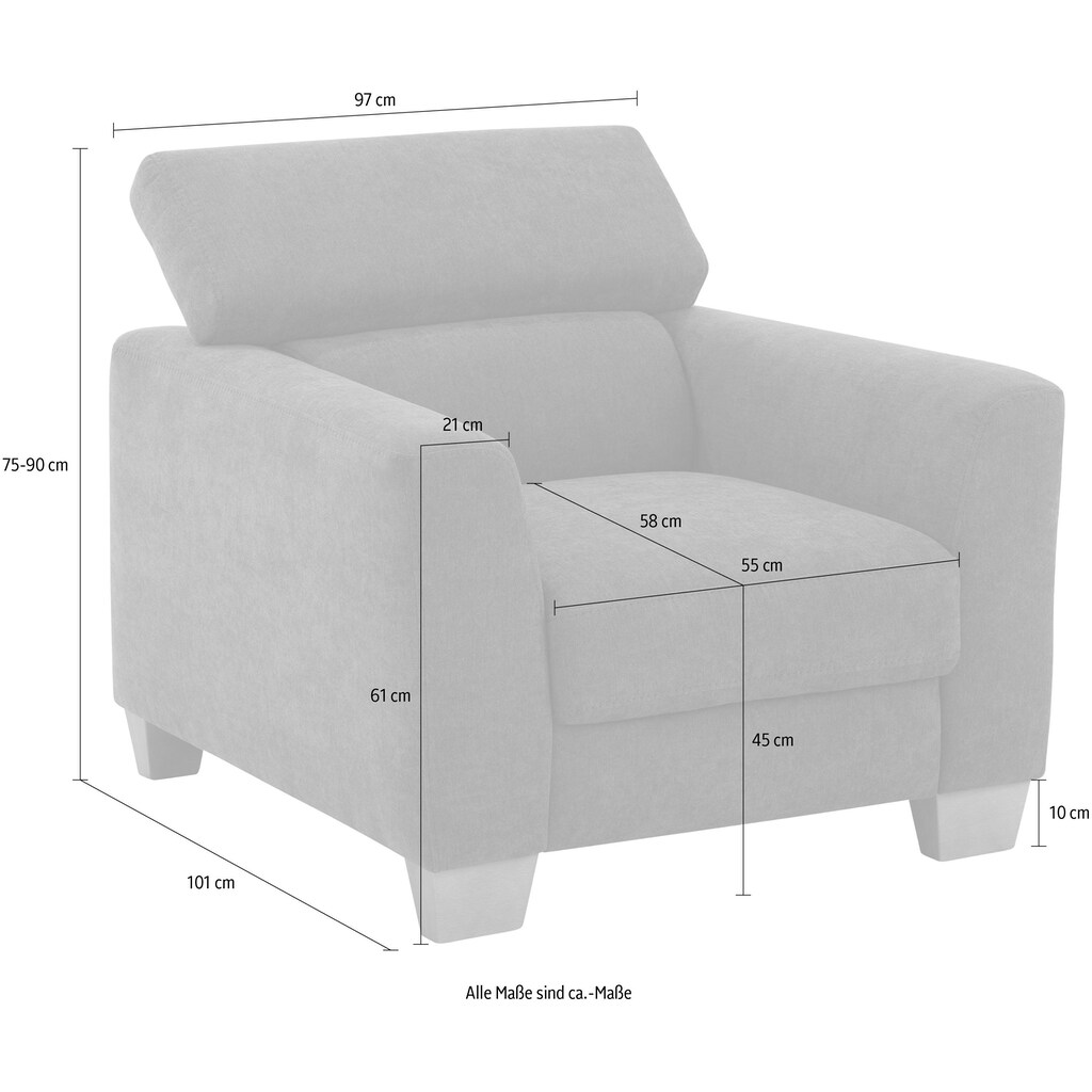 Home affaire Sessel »Steve Luxus«, mit besonders hochwertiger Polsterung für pro Sitzfläche, bis 140 kg