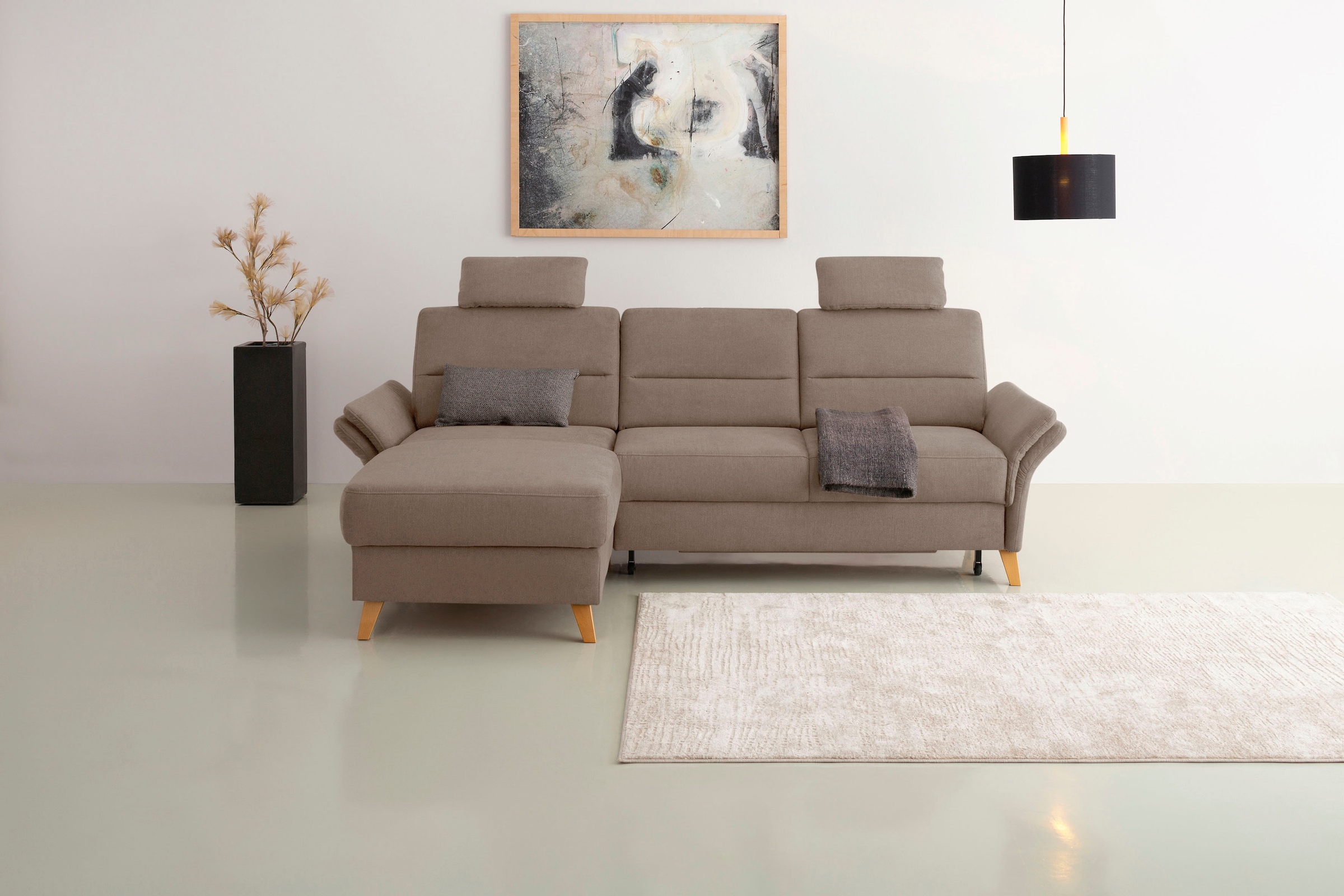 OTTO home Ecksofa "Westerland L-Form" Federkern-Polsterung, wahlweise mit Schlaffunktion, Bettkasten