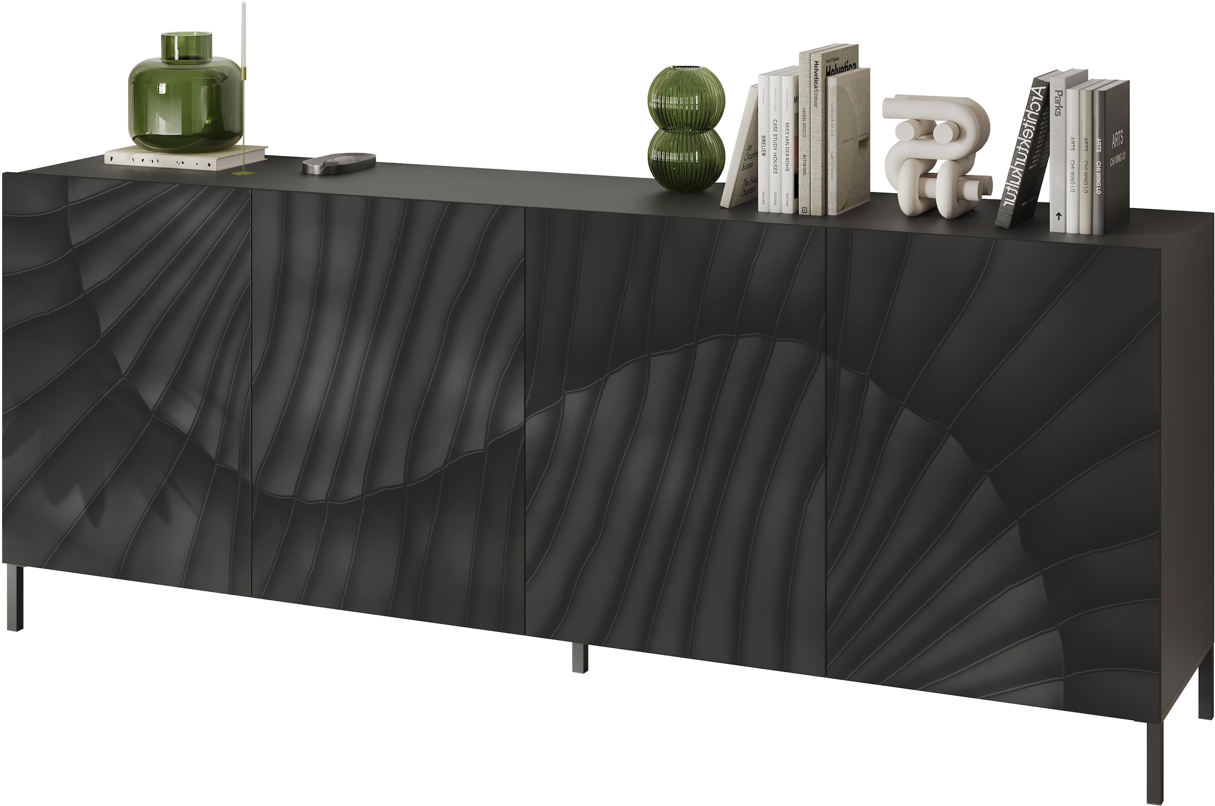 INOSIGN Sideboard »Snake Breite 241 cm, moderne Kommode mit 4 Türen«, Anrichte mit viel Stauraum, Front mit besonderem Siebdruck