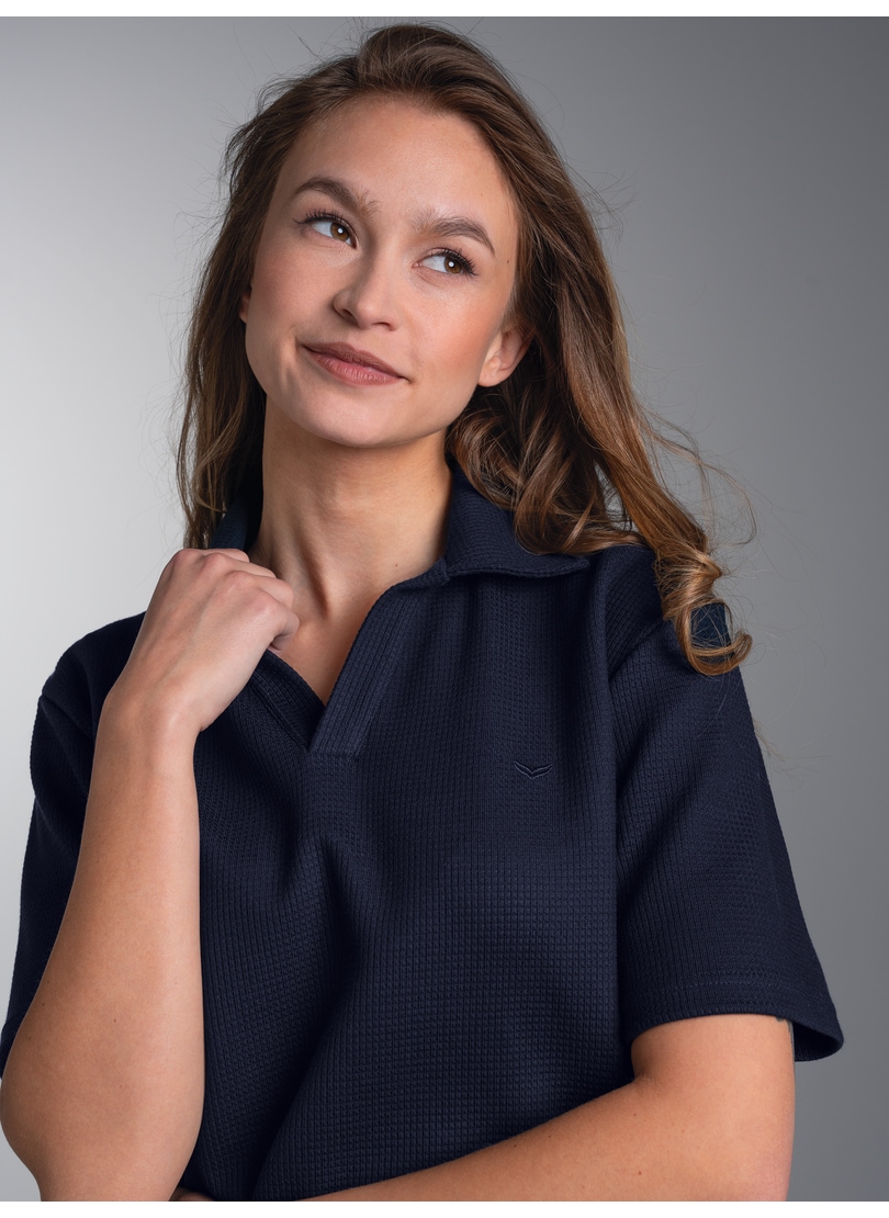 Trigema Poloshirt "TRIGEMA Oversized Poloshirt ohne Knopfleiste in Waffeloptik" 1 Stk.
