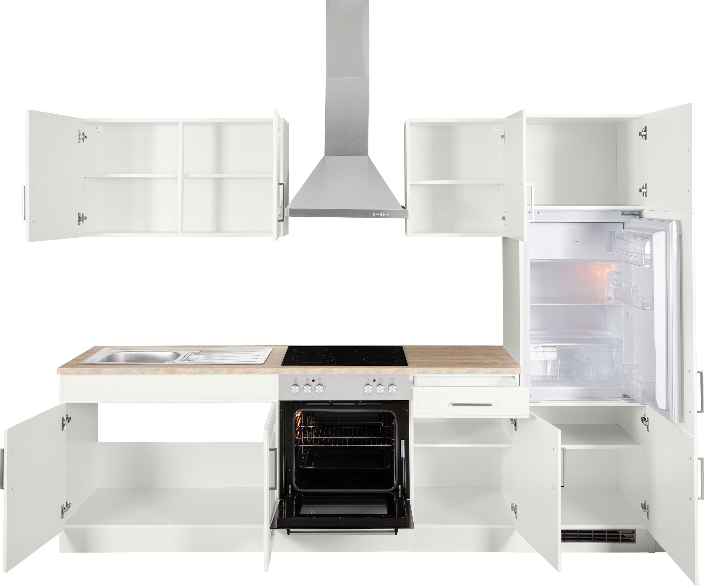 KOCHSTATION Küchenzeile »KS-Stockholm«, Breite 270 cm, mit hochwertigen MDF Fronten im Landhaus-Stil