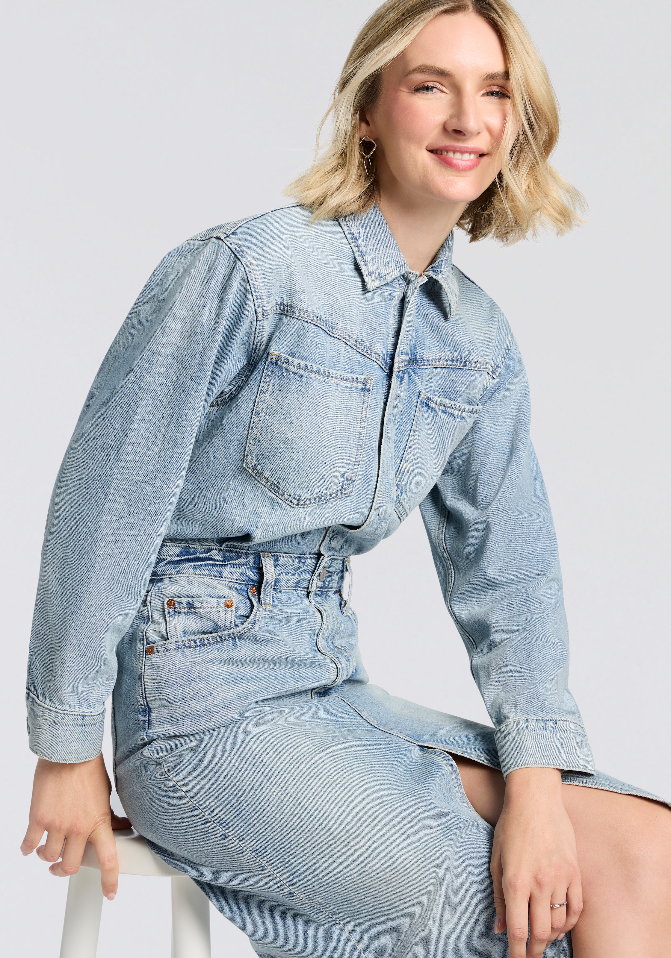 Levi's® Jeanskleid »WESTERN DENIM MID«, Denim-Midi-Hemdkleid