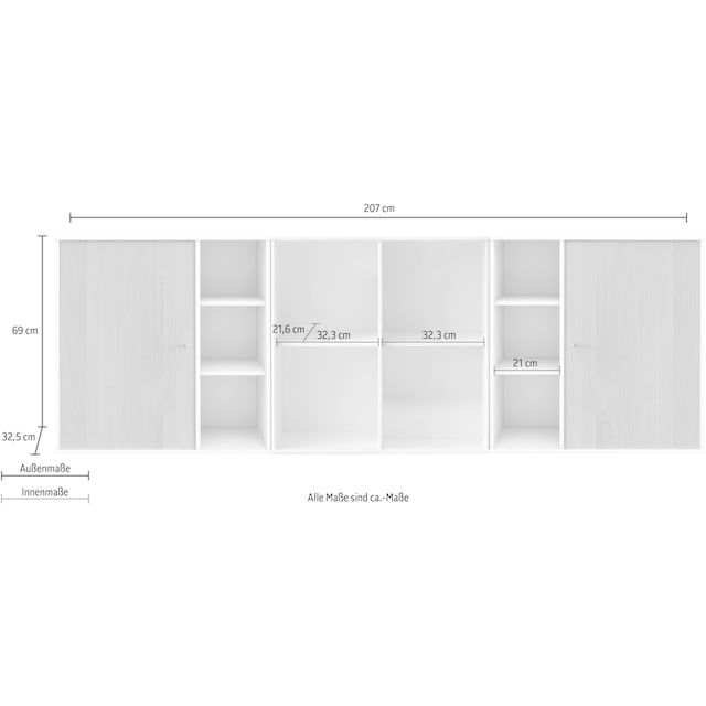 Hammel Furniture Sideboard »Mistral Kubus«, Kombination aus 3 Modulen, 2  Türen, Wandmontage/stehend, Breite: 207cm | BAUR