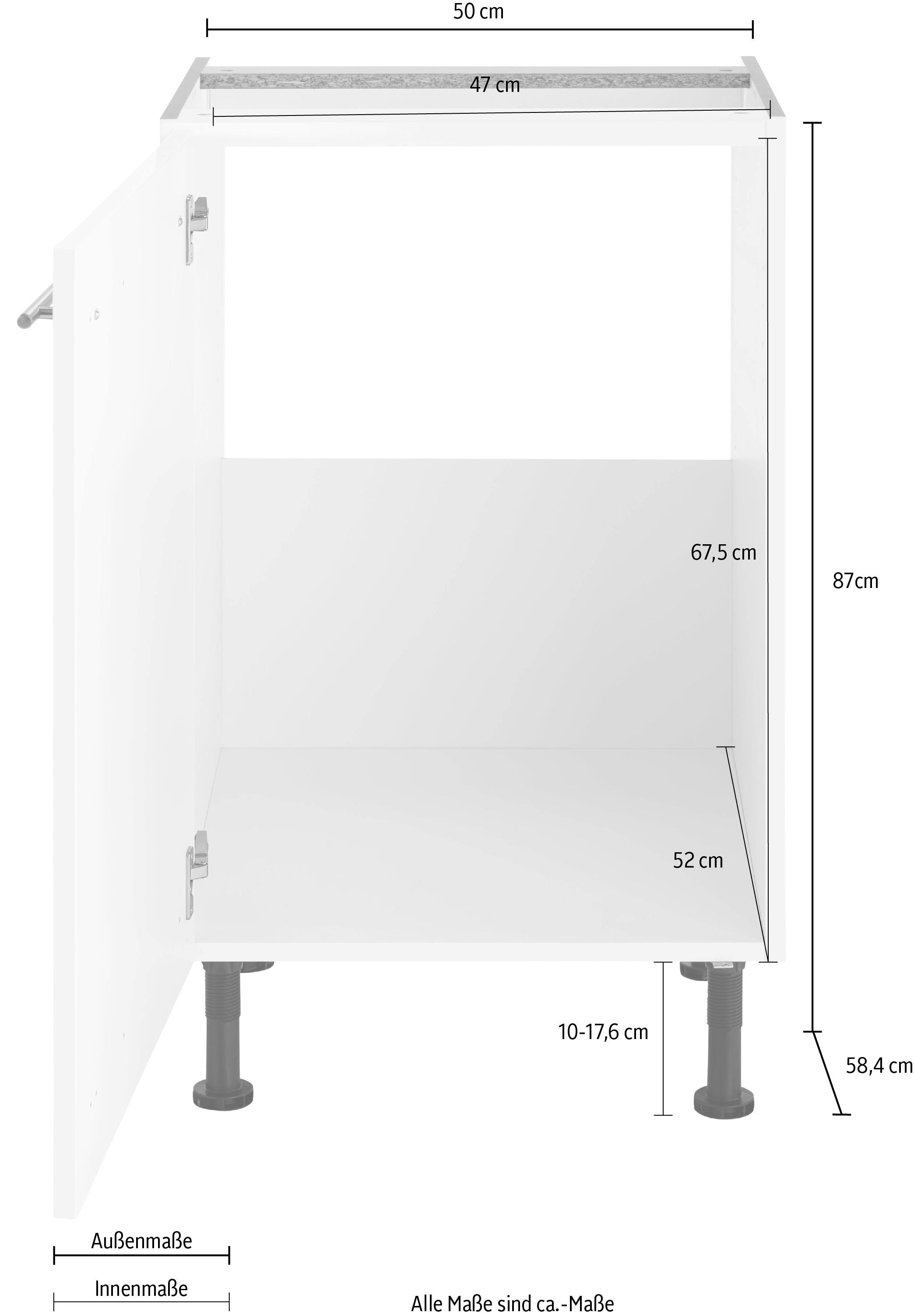 OPTIFIT Spülenschrank »Bern«, 50 cm breit, mit 1 Tür, mit höhenverstellbaren Füßen, mit Metallgriff