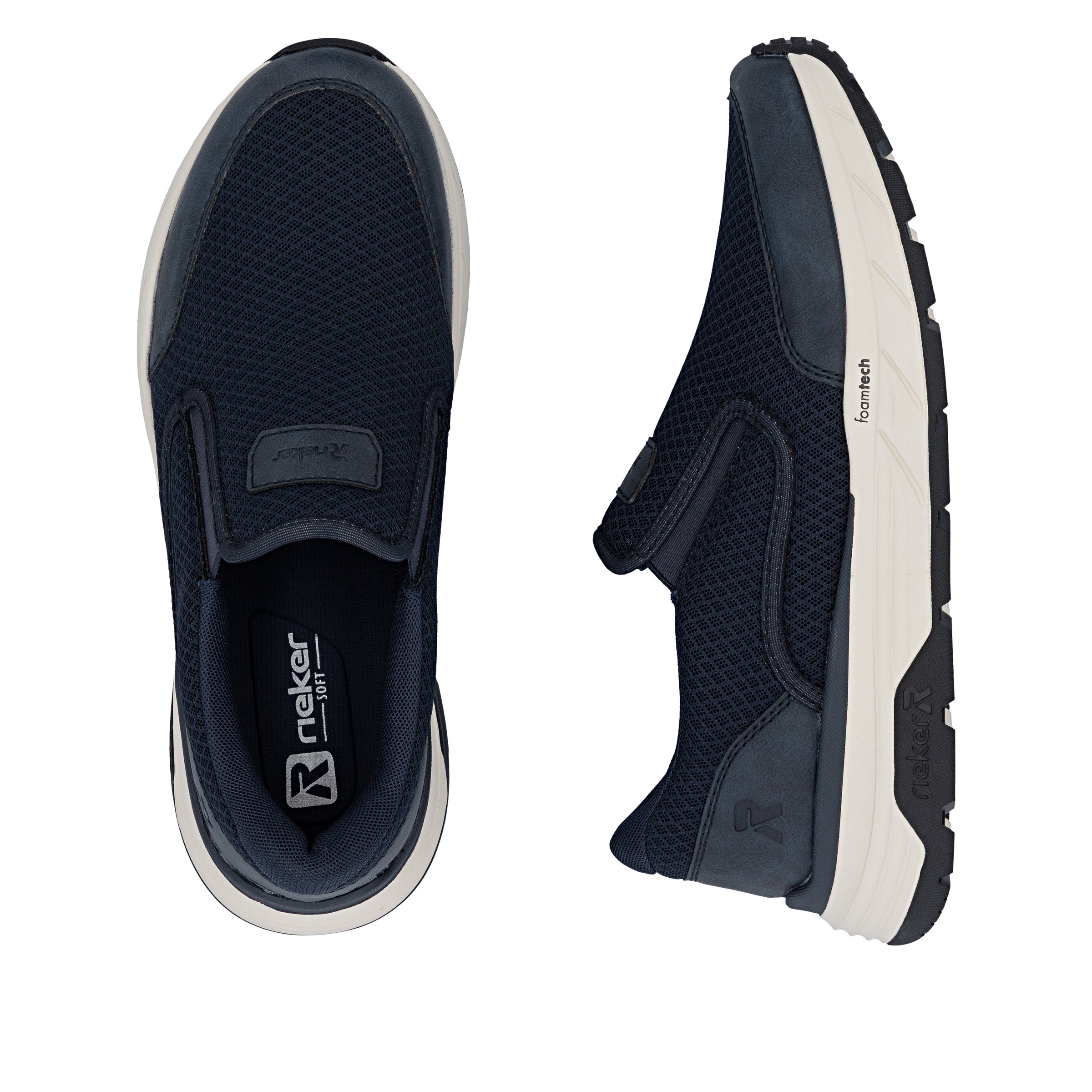 Slip-On Sneaker RIEKER, Herren, Gr. 40, nachtblau, Lederimitat, Textil, unifarben, Schuhe, Slipper, Schlupfschuh, Halbschuh, Freizeitsneaker mit Gummizüge 3