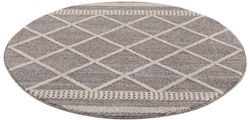Carpet City Teppich »Art 2645«, rund, 7 mm Höhe, Kurzflor, Rauten-Optik, ideal für Flur & Diele