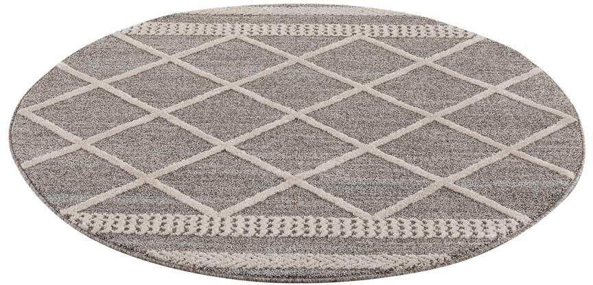 Carpet City Teppich »Art 2645«, rund, Kurzflor, Rauten-Optik, ideal für Flur & Diele