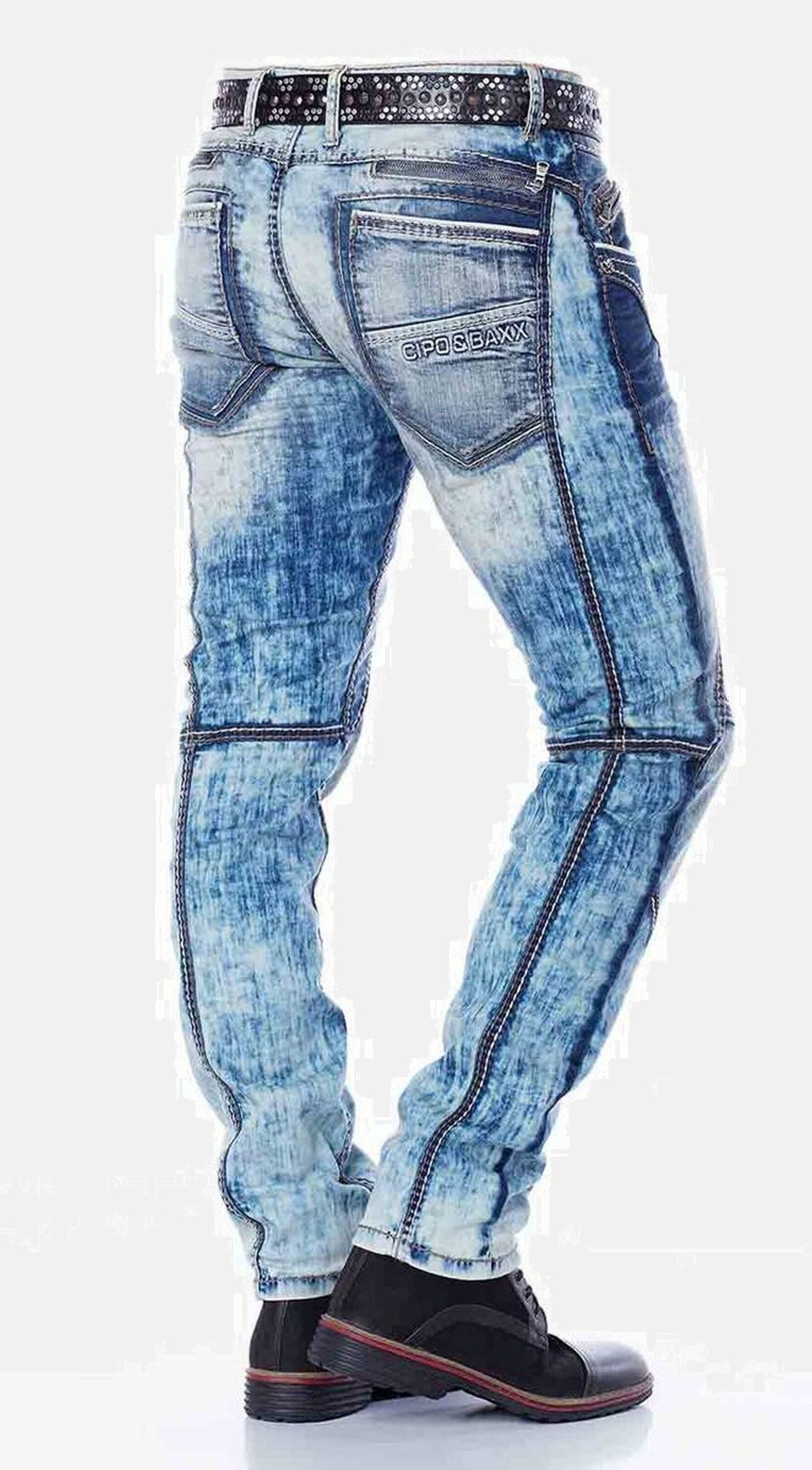 Cipo & Baxx 5-Pocket-Jeans »Jeans«, mit cooler Waschung und Ziernähten, CD269